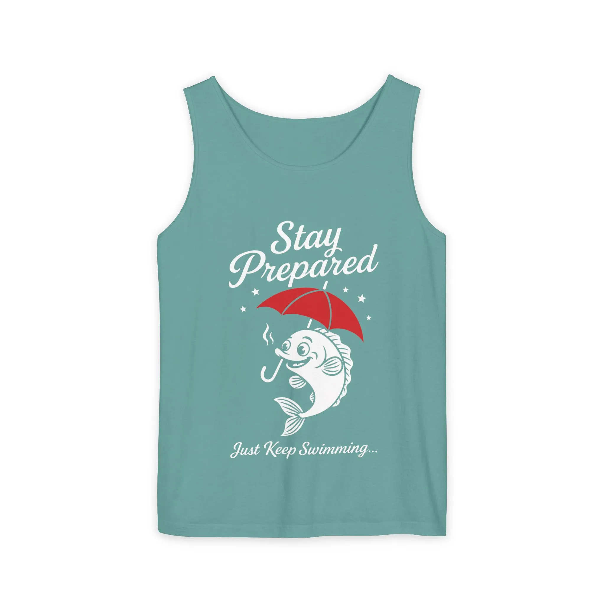 Stay Prepared Fish Womens Tank Top - Funny Just Keep Swimming Sleeveless Shirt - Cute Nautical Summer Top, Beachwear, Pool Party Must-Have - Image 3