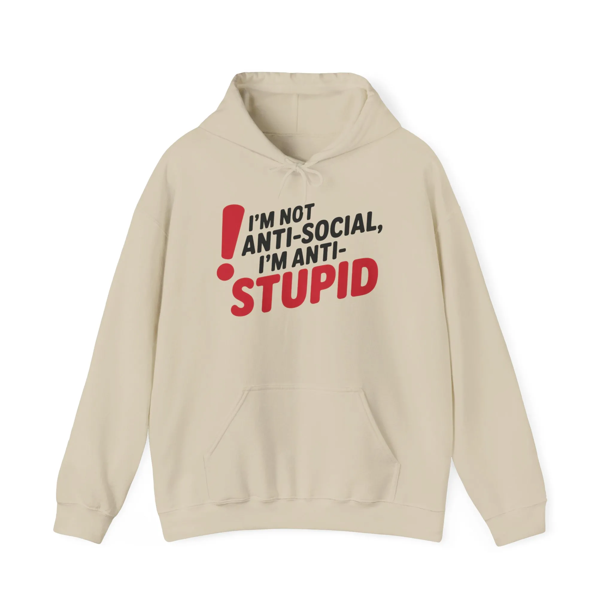 Anti-Stupid Hoodie, Funny Unisex Hoodie, Snarky Anti-Social Unisex Sweatshirt, Gift for Friends, Perfect for Everyday Wear, Humorous Apparel - Image 4