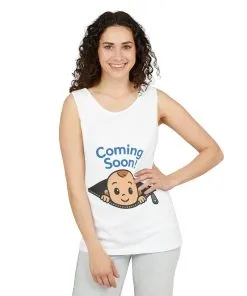 Coming Soon Maternity Tank Top, Cute Baby Boy Pregnancy Announcement Tee, Funny Expecting Mom Gift, Gender Reveal Tee, Baby Shower Top