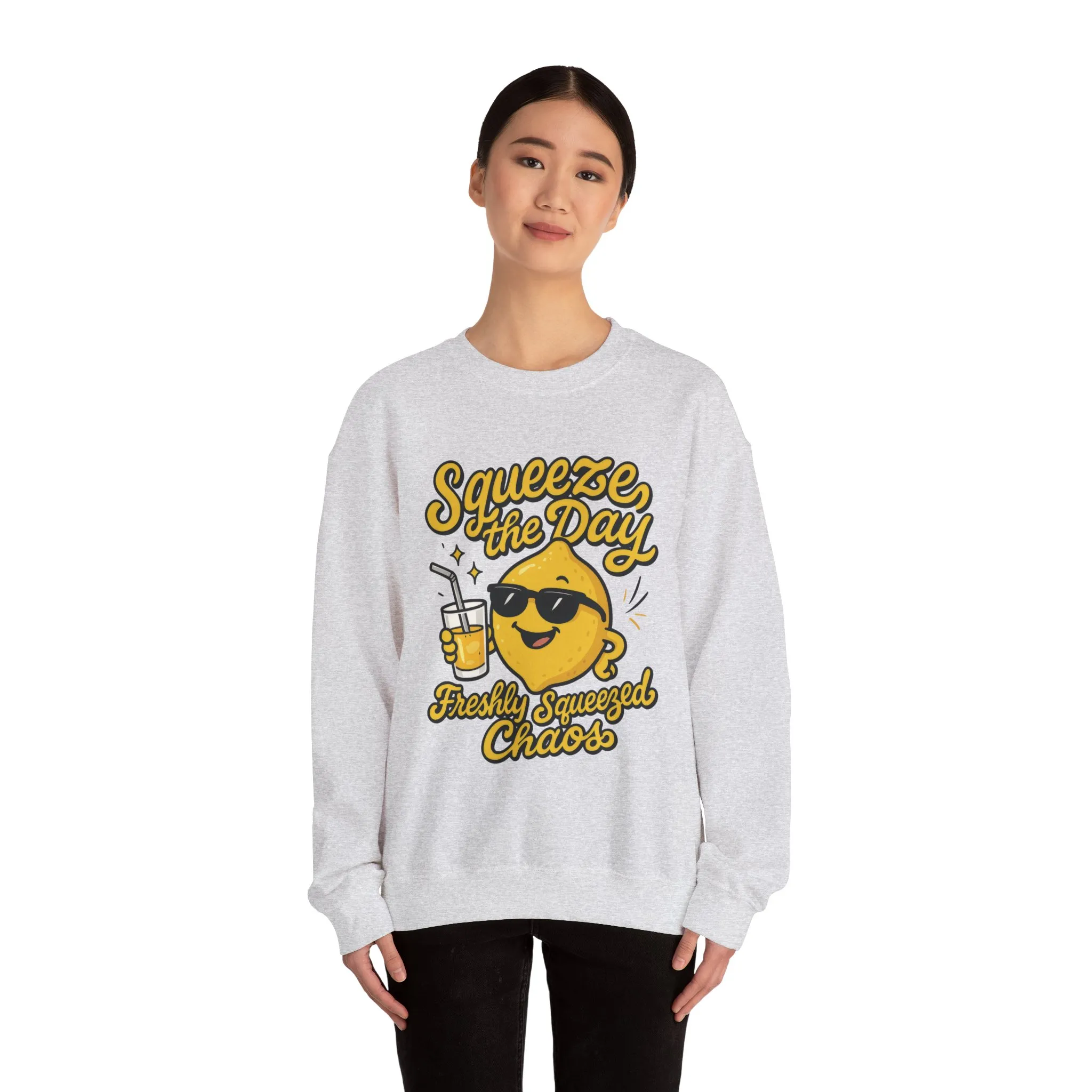 Funny Lemon Womens Sweatshirt - Squeeze The Day Freshly Squeezed Chaos Cozy Pullover - Citrus Positive Crewneck Sweatshirt, Cheerful Fashion - Image 8