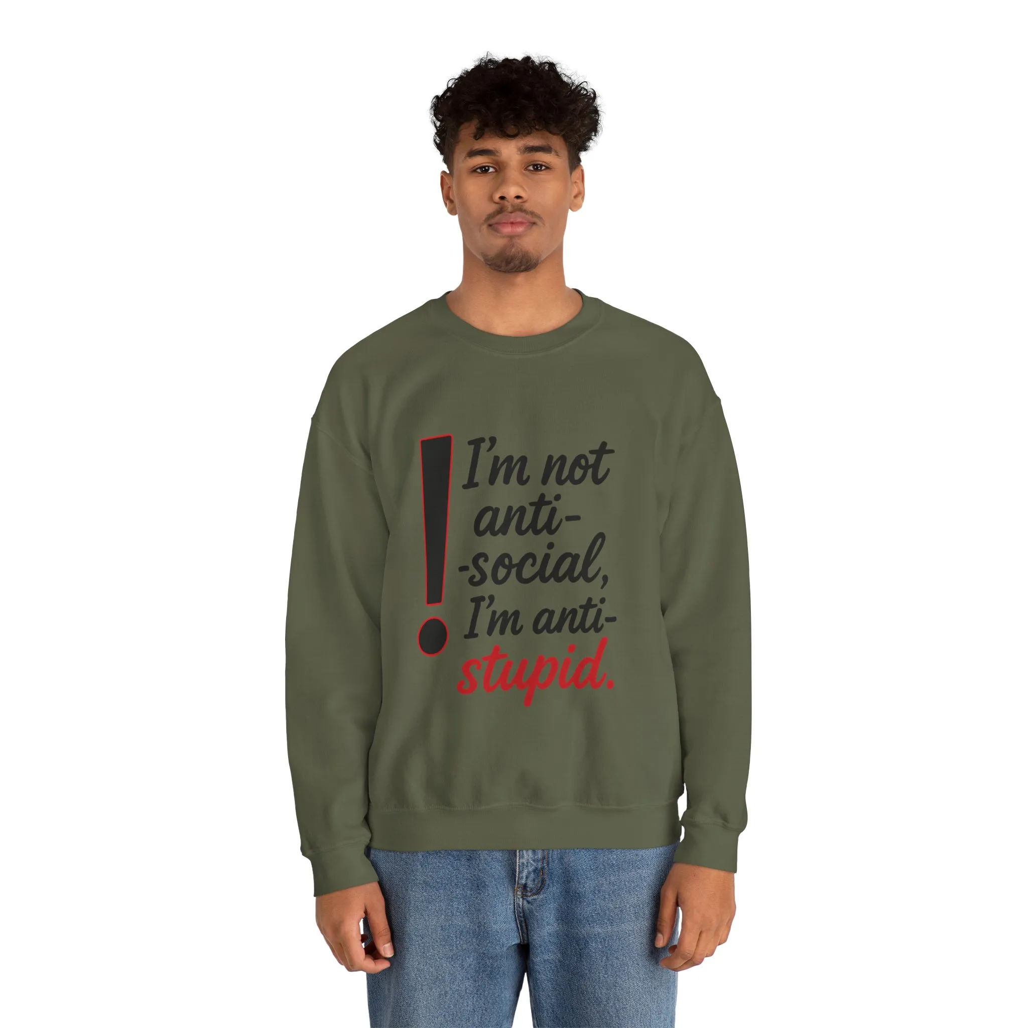 Anti-Stupid Sweatshirt, Funny Unisex Crewneck, Snarky Anti-Social Unisex Crewneck, Gift for Friends, Perfect for Everyday Wear - Image 12