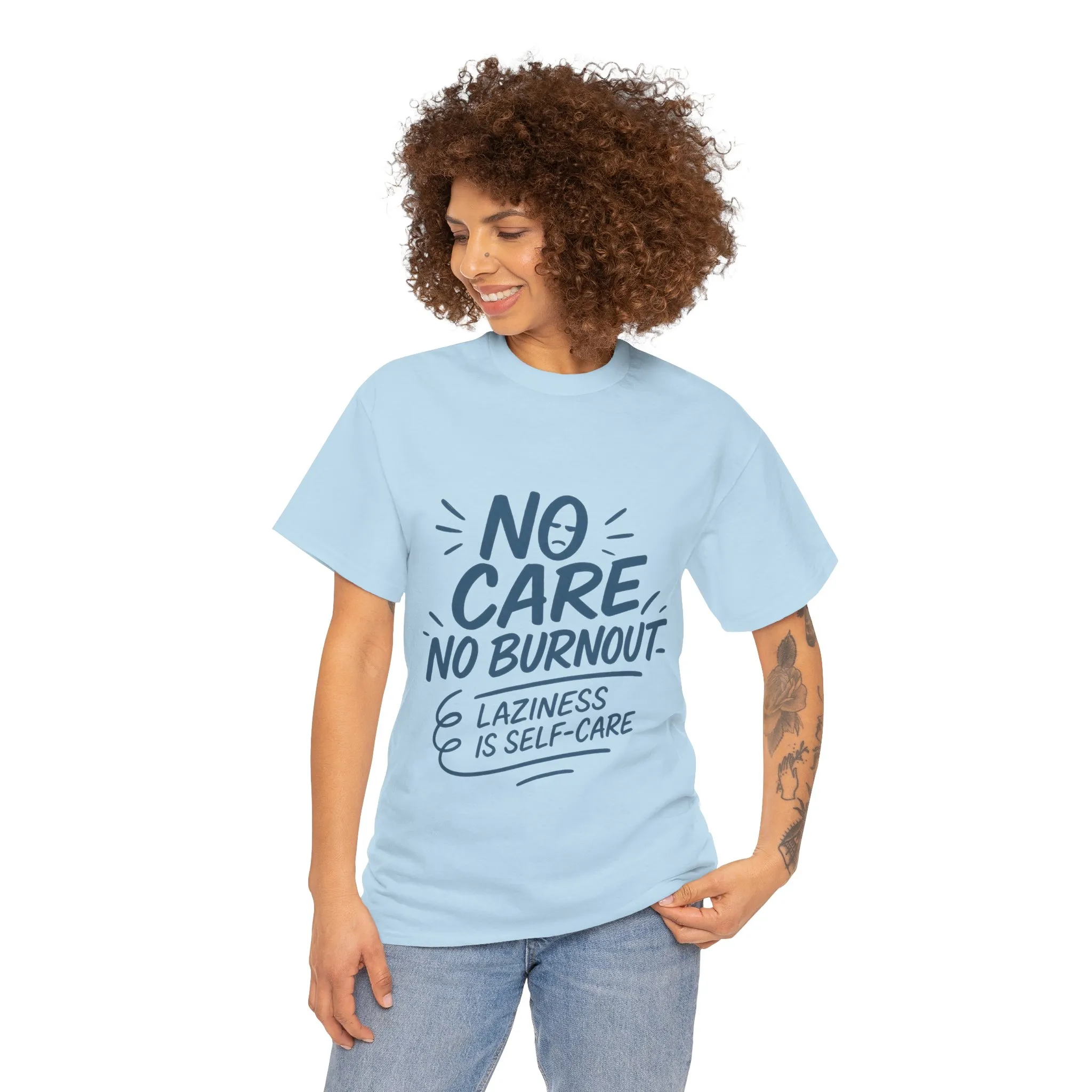Funny Lazy Self-Care Womens T-Shirt, No Care No Burnout Quote Shirt, Casual Relaxed Fit Tee, Gift for Mental Health Awareness, Gift for Her - Image 35