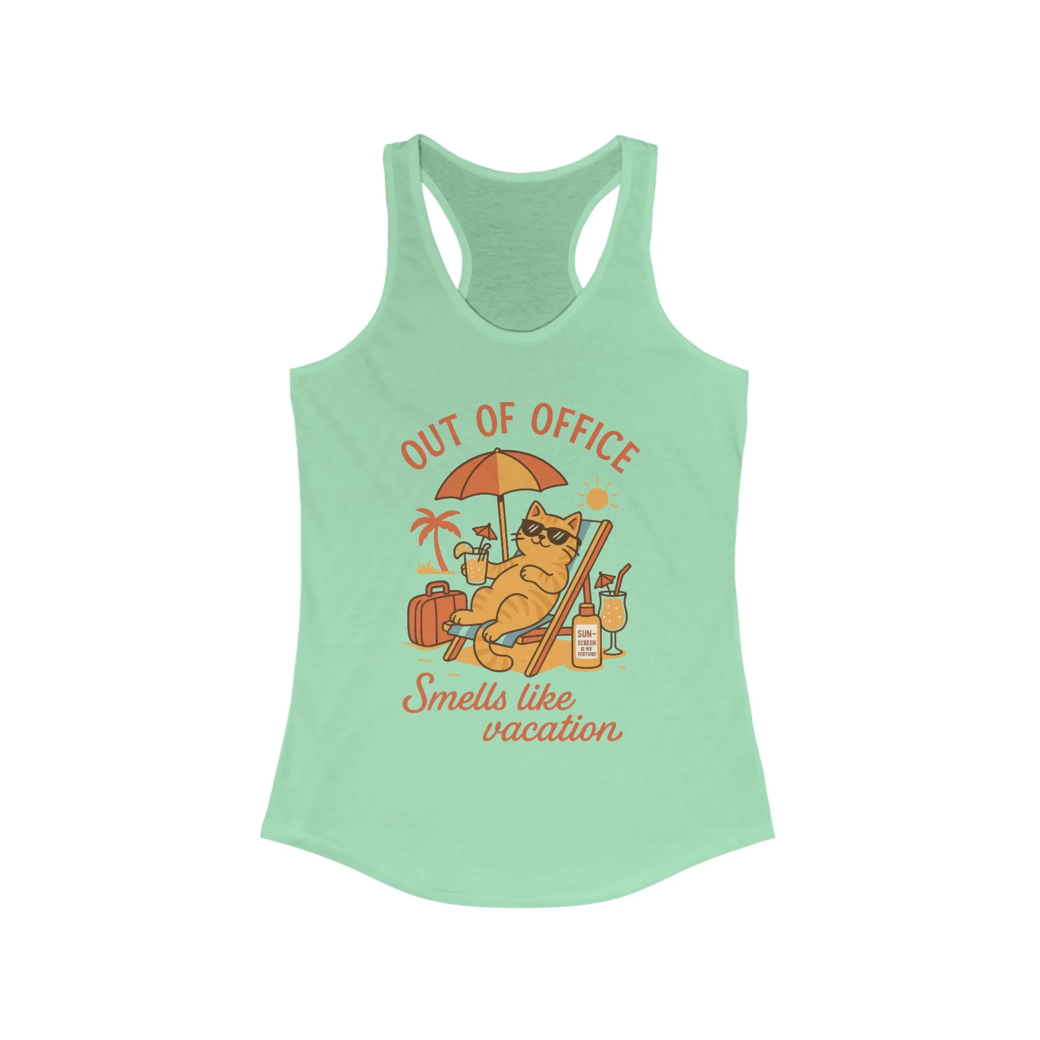Cat Womens Tank, Funny Vacation Tee with Cool Cat, Summer Beach Relax Shirt, Gift for Her, Funny Cat Lover Gift, Summer Apparel Tank Top - Image 7