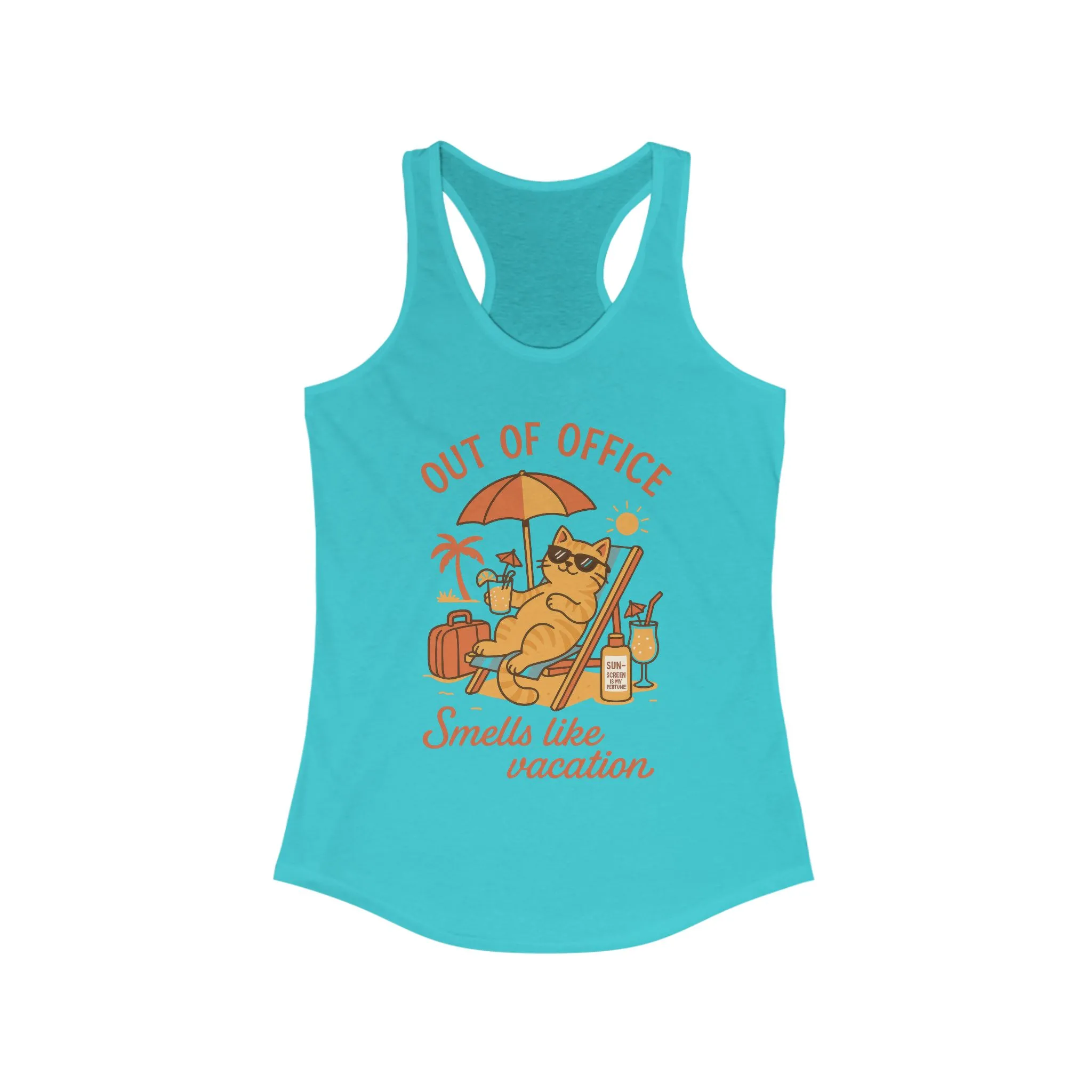 Cat Womens Tank, Funny Vacation Tee with Cool Cat, Summer Beach Relax Shirt, Gift for Her, Funny Cat Lover Gift, Summer Apparel Tank Top - Image 9