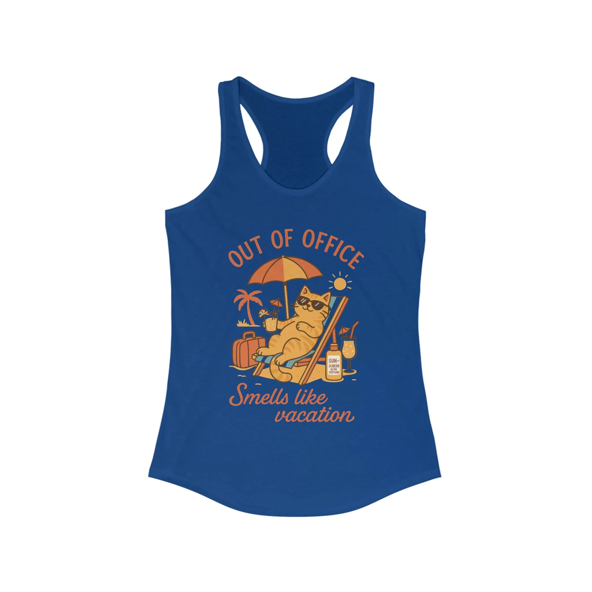 Cat Womens Tank, Funny Vacation Tee with Cool Cat, Summer Beach Relax Shirt, Gift for Her, Funny Cat Lover Gift, Summer Apparel Tank Top - Image 11