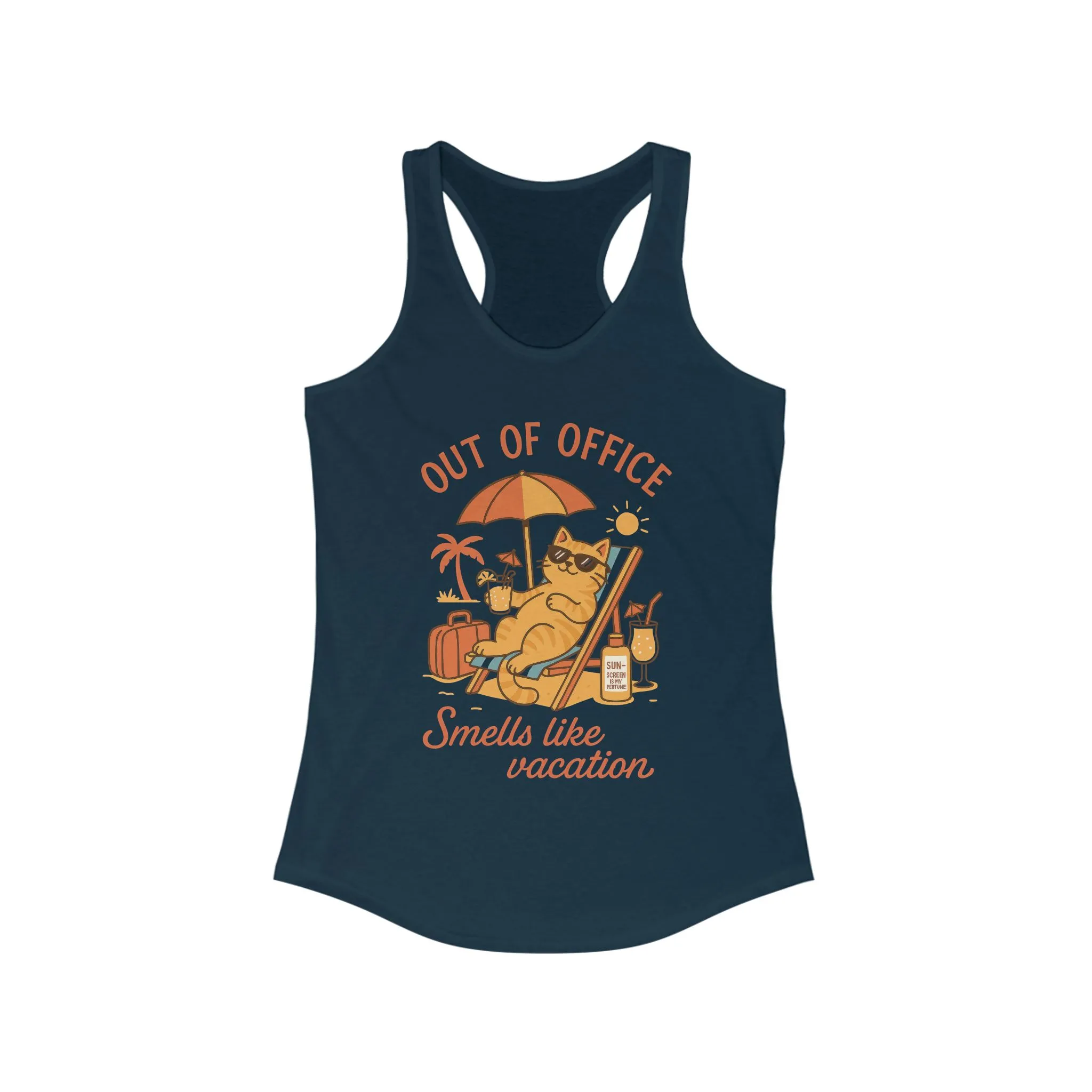 Cat Womens Tank, Funny Vacation Tee with Cool Cat, Summer Beach Relax Shirt, Gift for Her, Funny Cat Lover Gift, Summer Apparel Tank Top - Image 13
