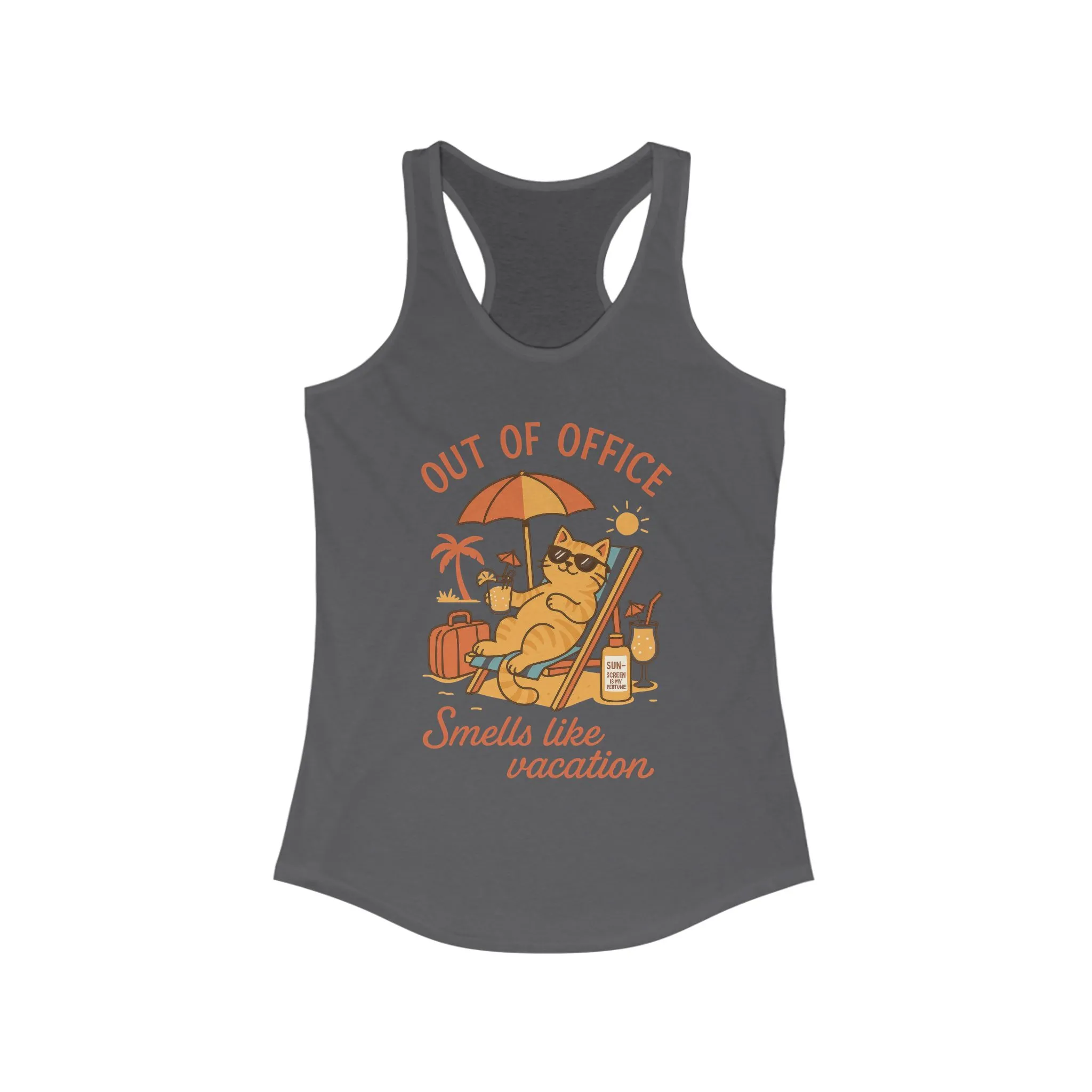 Cat Womens Tank, Funny Vacation Tee with Cool Cat, Summer Beach Relax Shirt, Gift for Her, Funny Cat Lover Gift, Summer Apparel Tank Top - Image 15