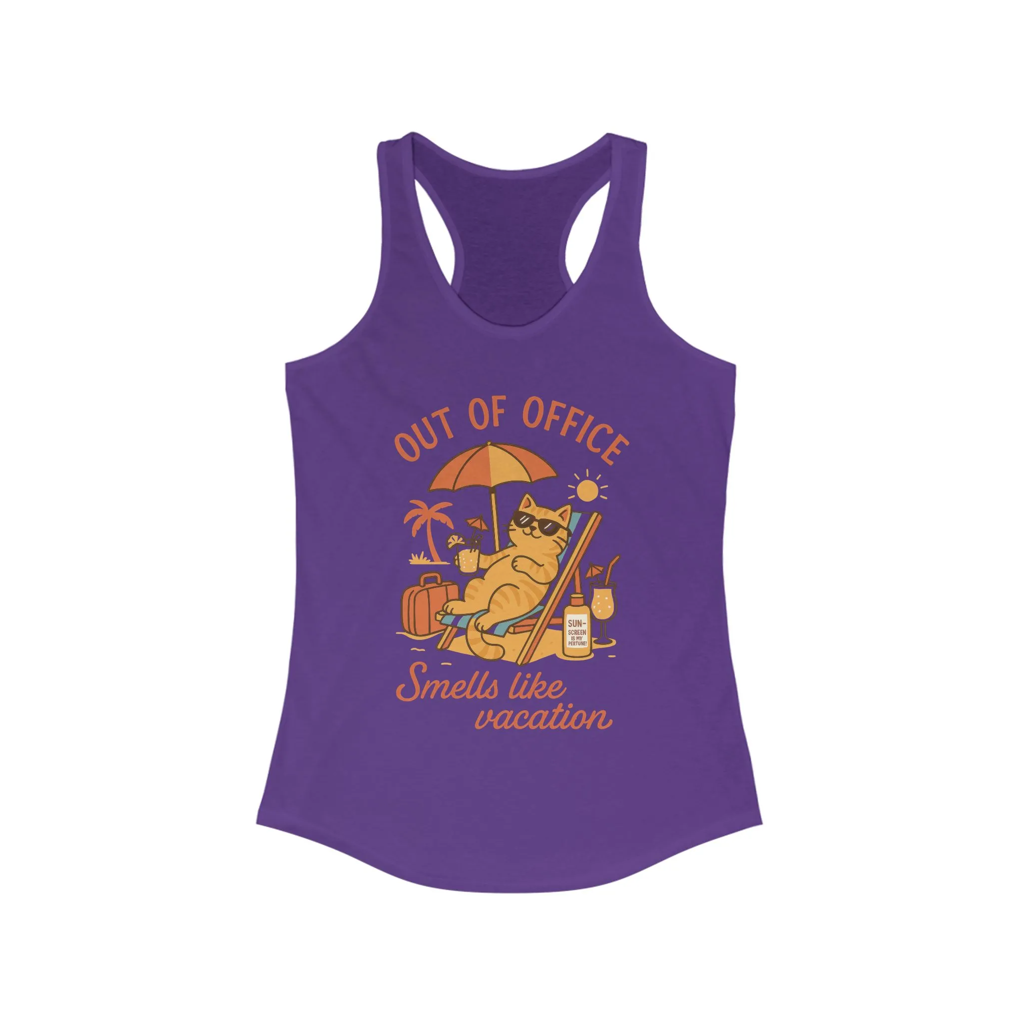 Cat Womens Tank, Funny Vacation Tee with Cool Cat, Summer Beach Relax Shirt, Gift for Her, Funny Cat Lover Gift, Summer Apparel Tank Top - Image 17