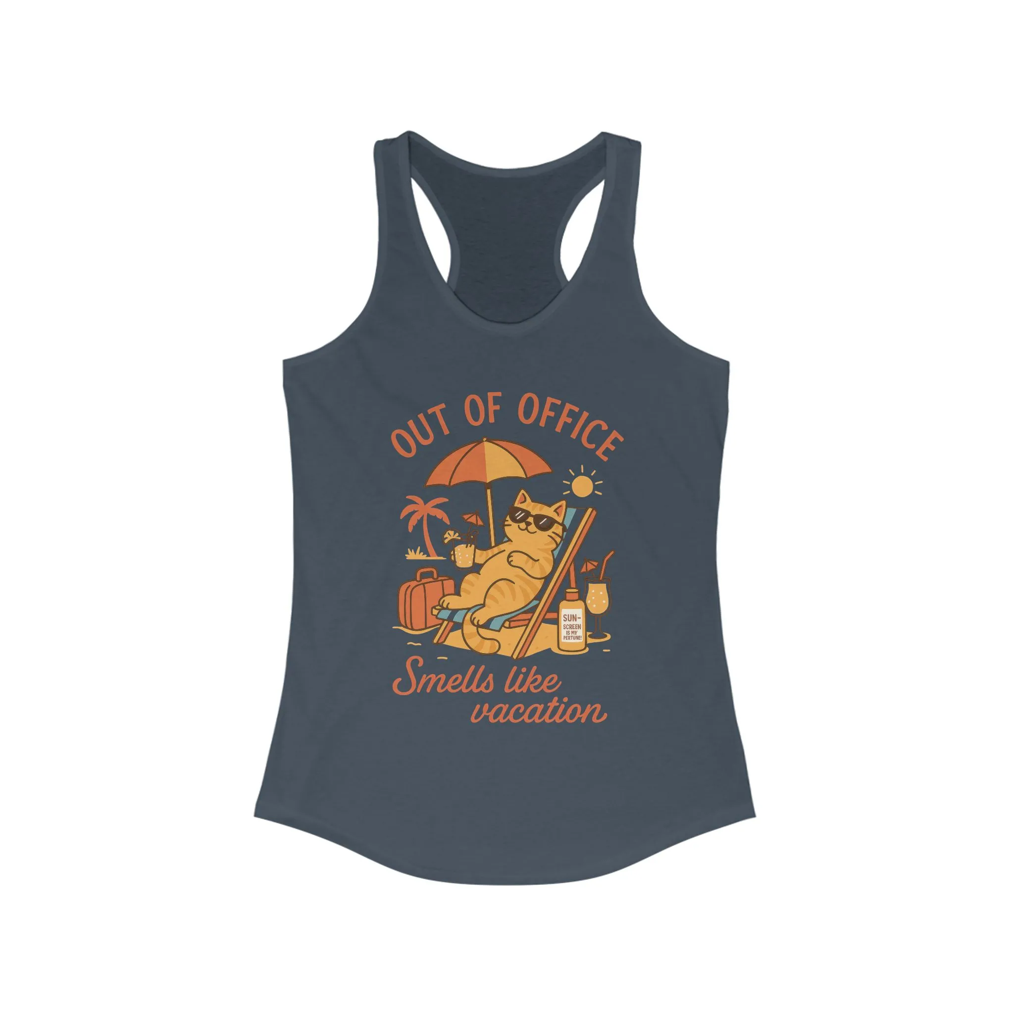 Cat Womens Tank, Funny Vacation Tee with Cool Cat, Summer Beach Relax Shirt, Gift for Her, Funny Cat Lover Gift, Summer Apparel Tank Top