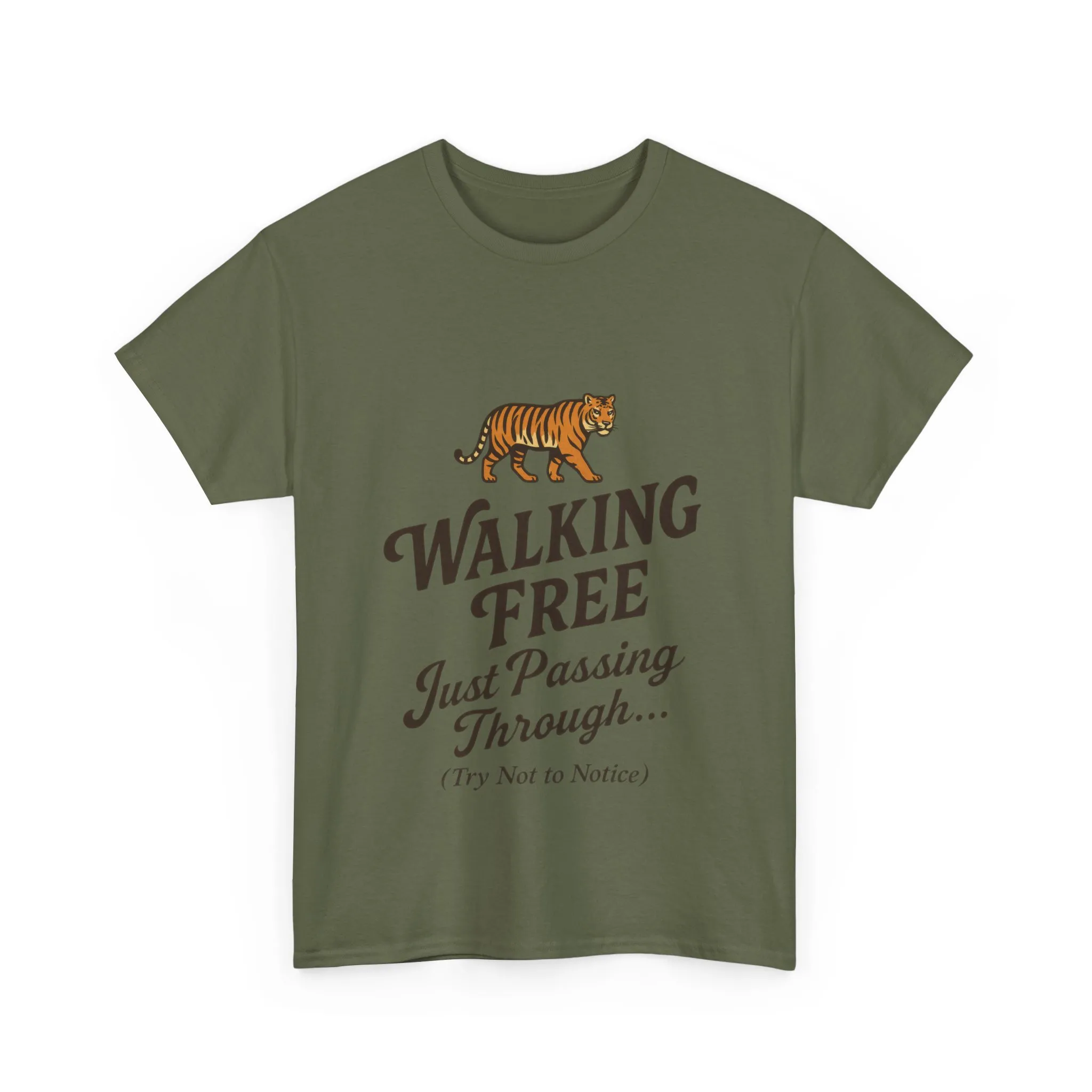 Walking Free Tiger Shirt for Men - Just Passing Through Funny Graphic Tee - Wild Animal Casual Top, Gift Nature Lovers - Image 13