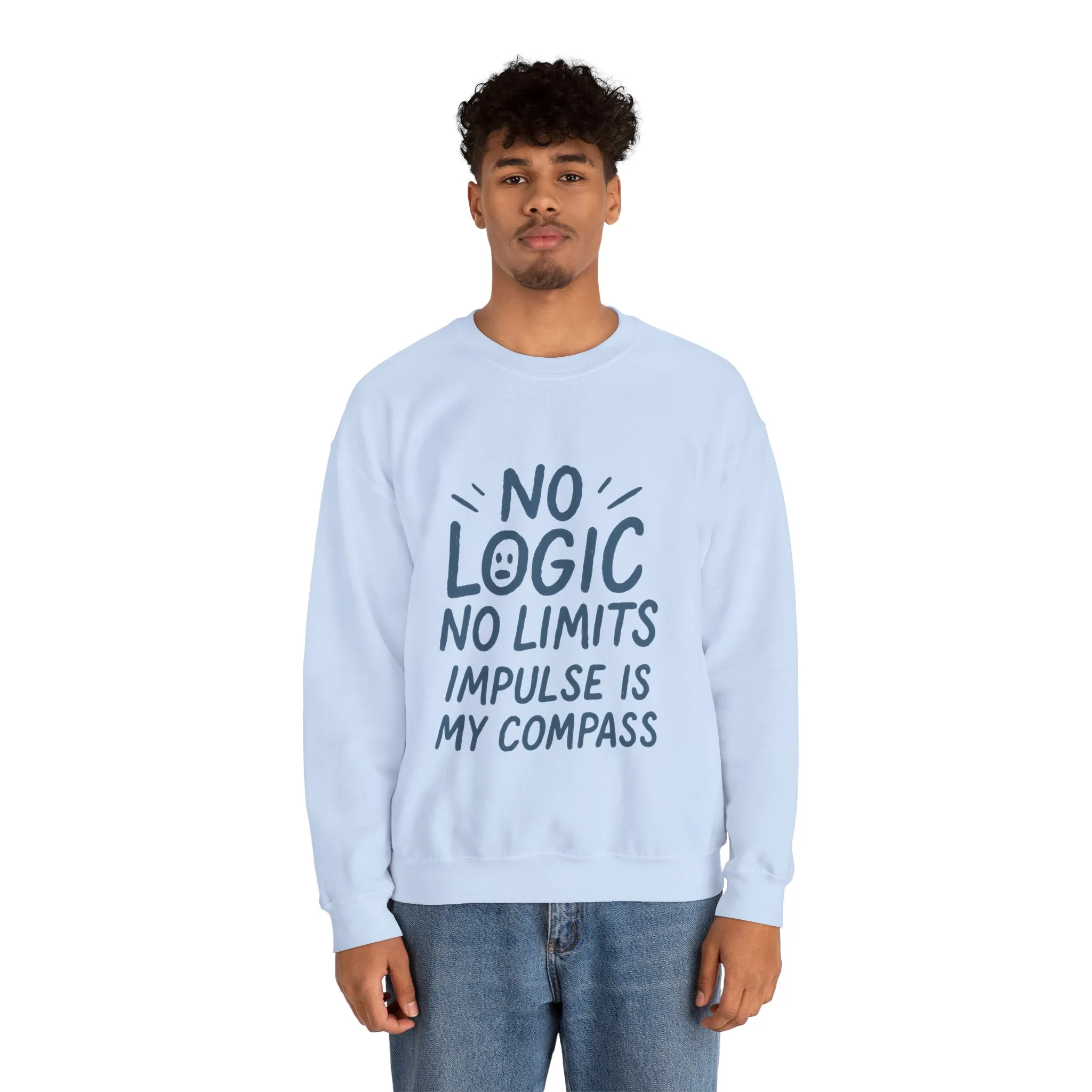 Mens Motivational Crewneck Sweatshirt,No Logic No Limits Quote, Casual Wear for Creatives, Cozy Relaxed Fit Pullover - Image 17