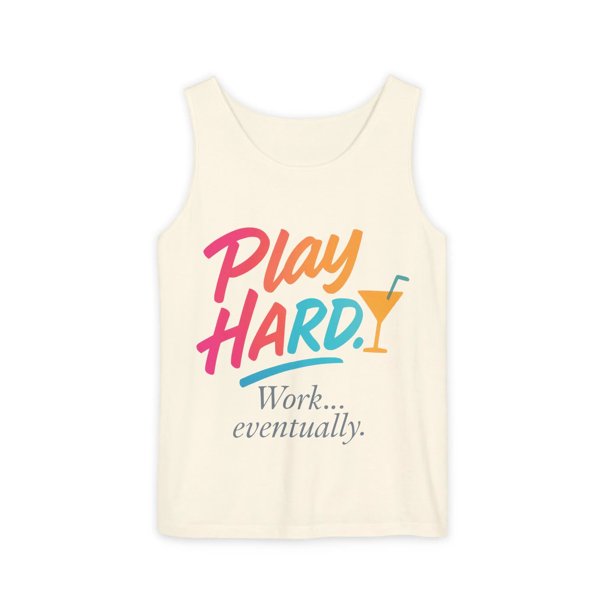 Play Hard Work Eventually Tank Top - Casual Summer Apparel, Womens Beachwear, Resort Wear, Gift for Friends, Vacation Essential - Image 3