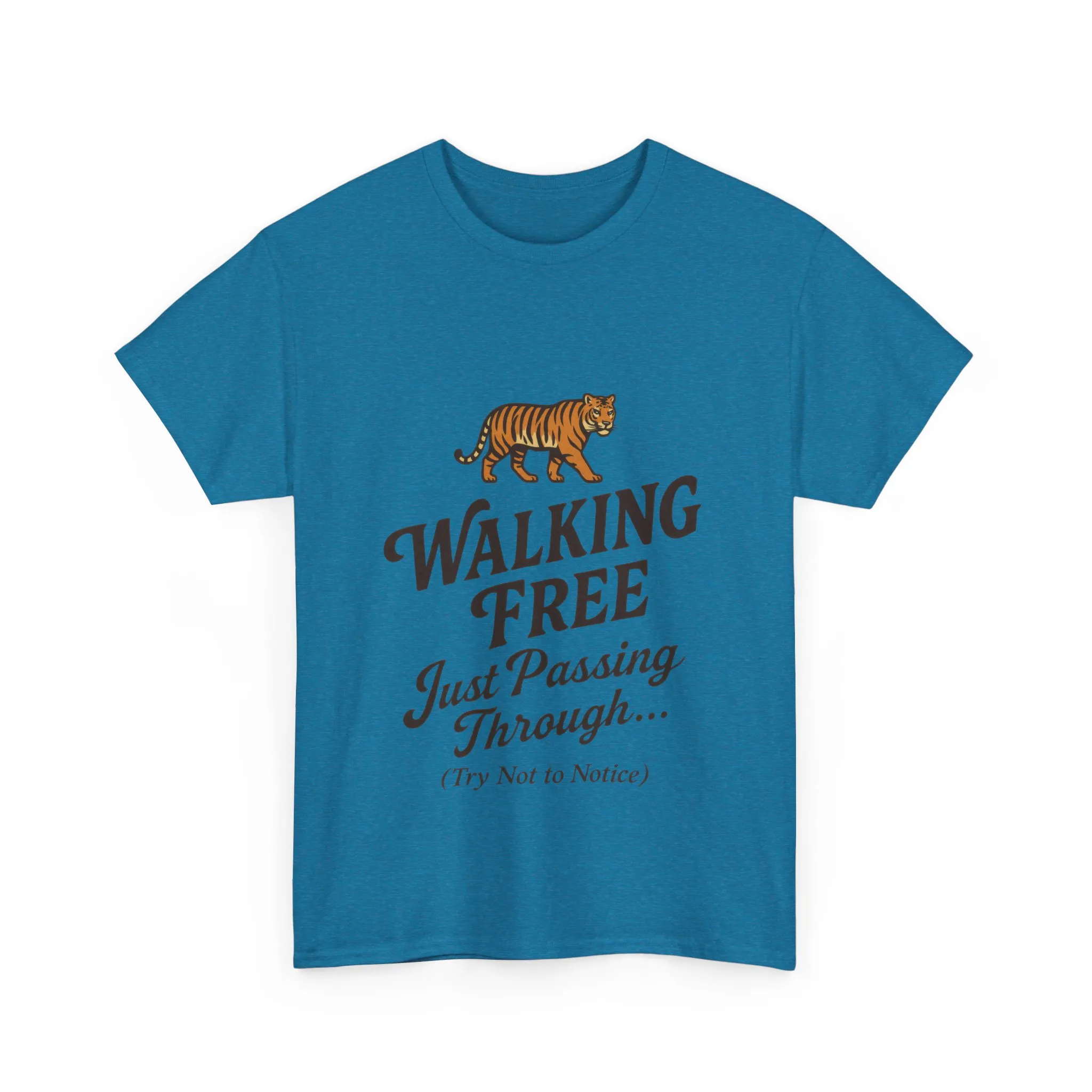 Walking Free Tiger Shirt for Men - Just Passing Through Funny Graphic Tee - Wild Animal Casual Top, Gift Nature Lovers - Image 25