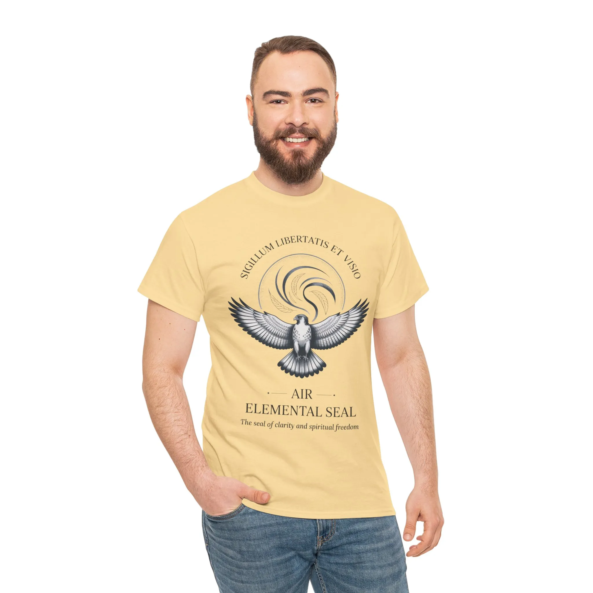 Air Elemental Seal Unisex Cotton Tee, Clarity & Spiritual Freedom Symbol Tee, Unisex Elemental Shirt, Vision Totem Gift, Spiritual Gift - Image 12