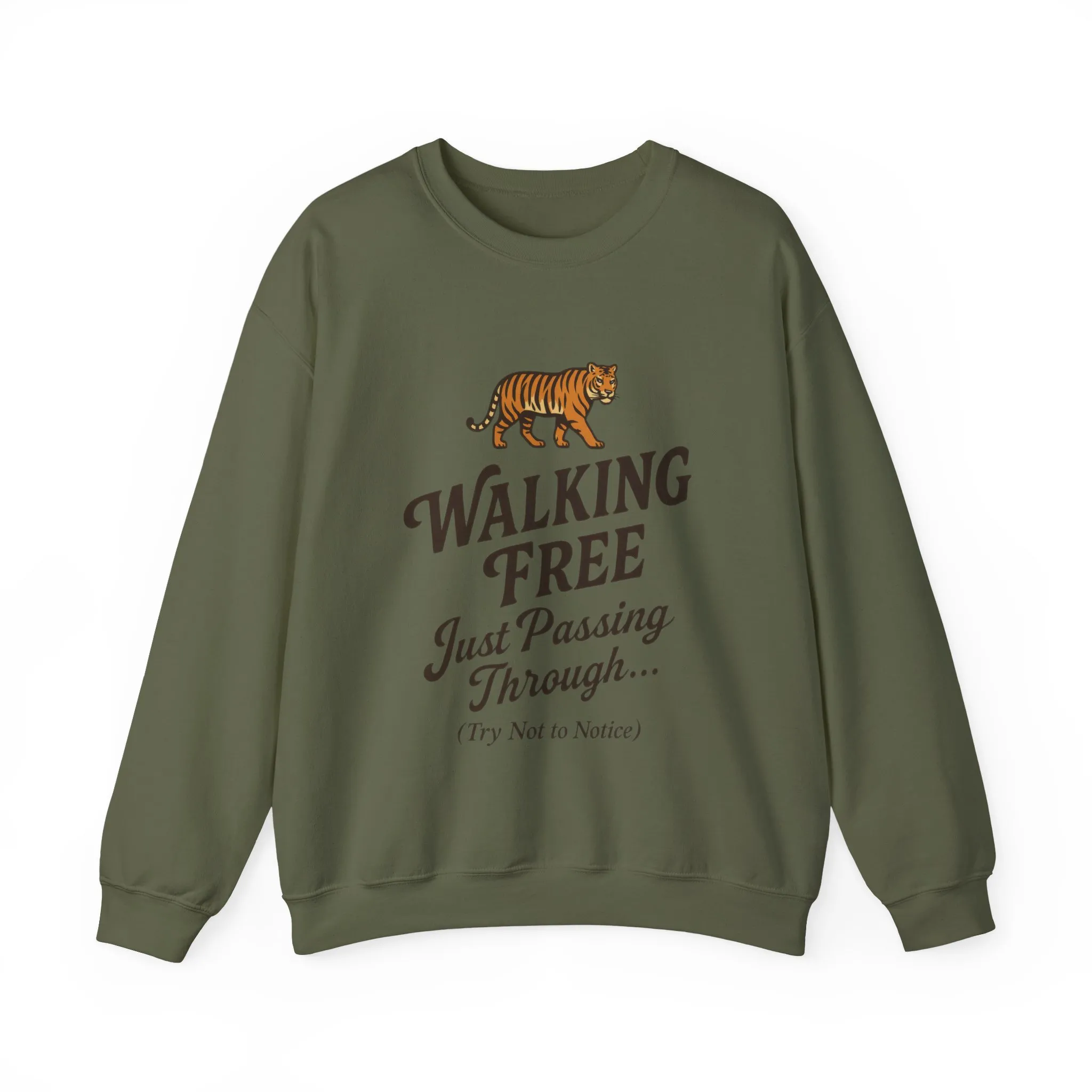 Funny Tiger Mens Crewneck Sweatshirt - Walking Free Cozy Wild Animal Pullover - Motivational Sweatshirt, Inspirational Apparel - Image 10
