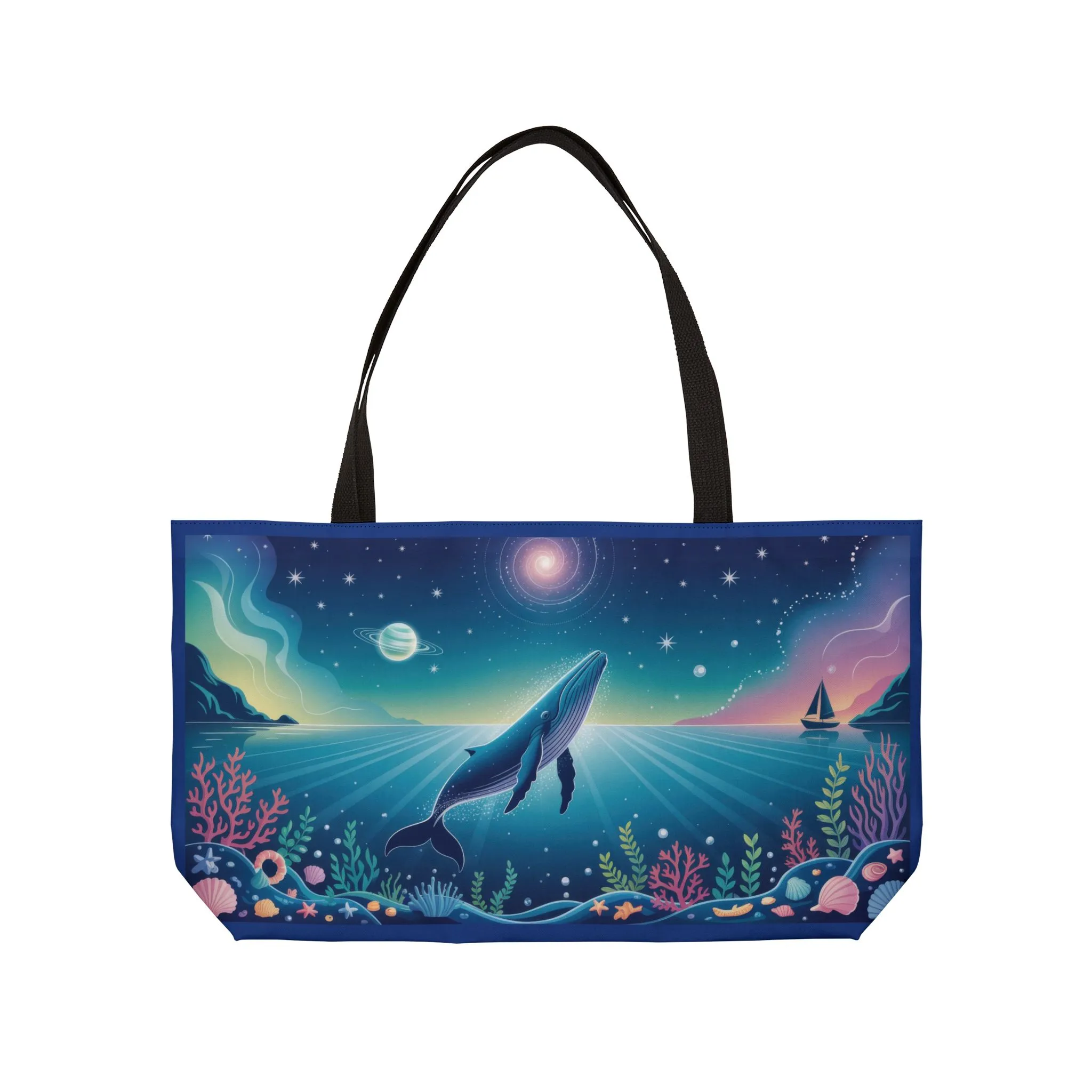 Whale Dreams Weekender Tote Bag - Ocean Sunset Carryall, Beach Bag, Travel Tote, Floral Design, Gift for Nature Lovers - Image 2