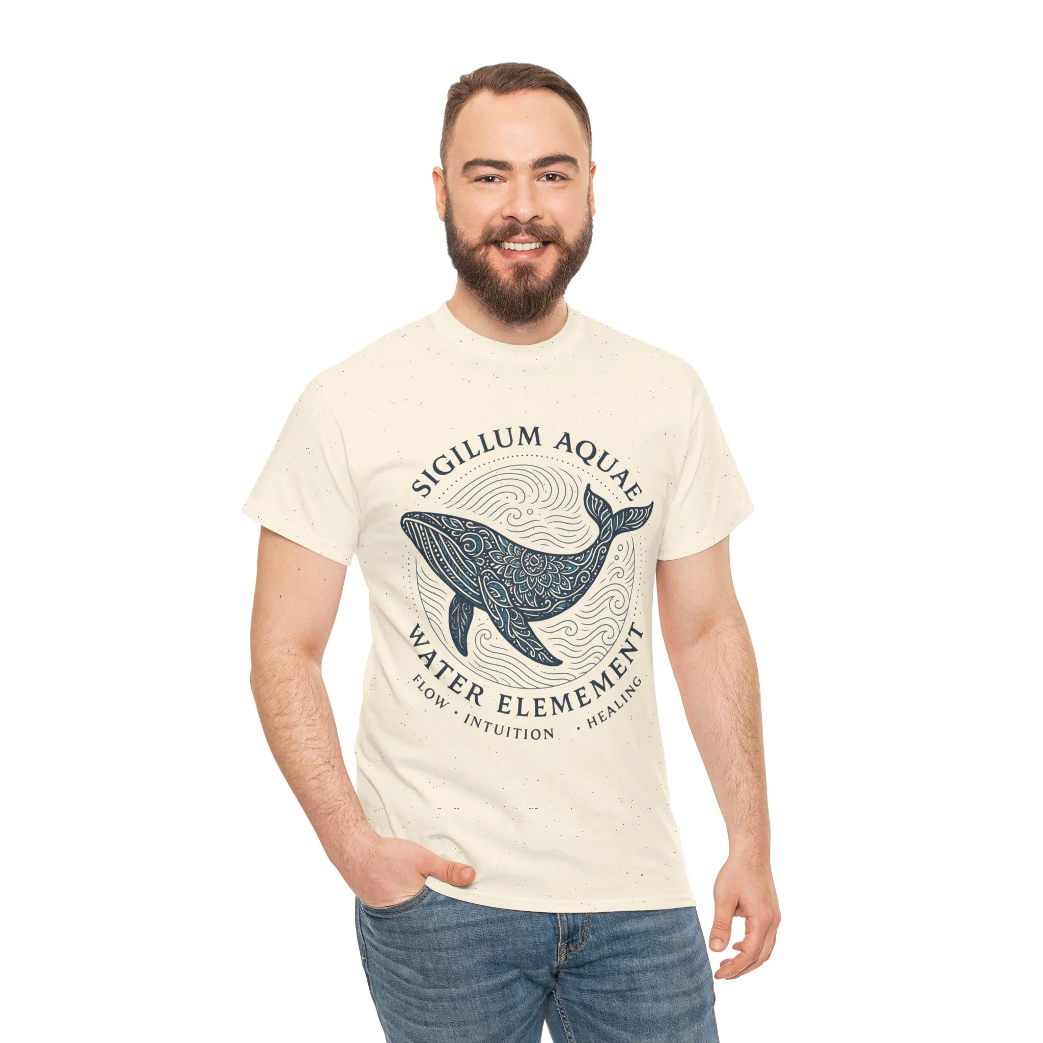 Water Element Whale Tee, Sigillum Aquae Symbol, Flow Intuition Healing, Spiritual Ocean Totem Tee, Nature Energy Shirt, Mindfulness Fashion - Image 15