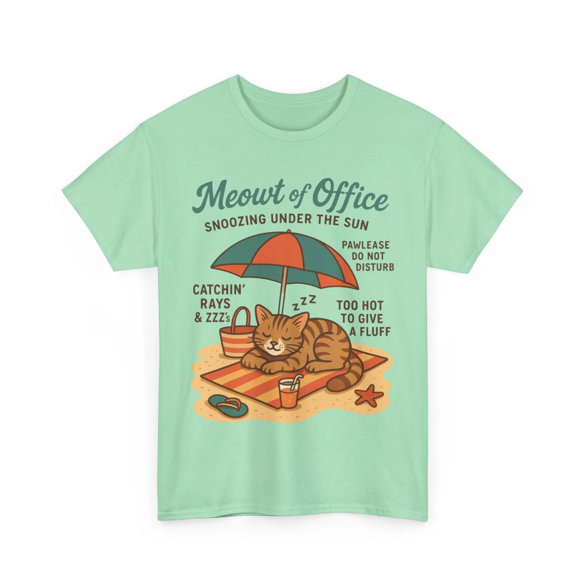 Cat Shirt, Cute Beach Cat Womens T-Shirt, Funny Summer Vacation Tee, Lazy Cat Humor Gift, Cat Lover T-Shirt, Vacation Humor Tee - Image 16