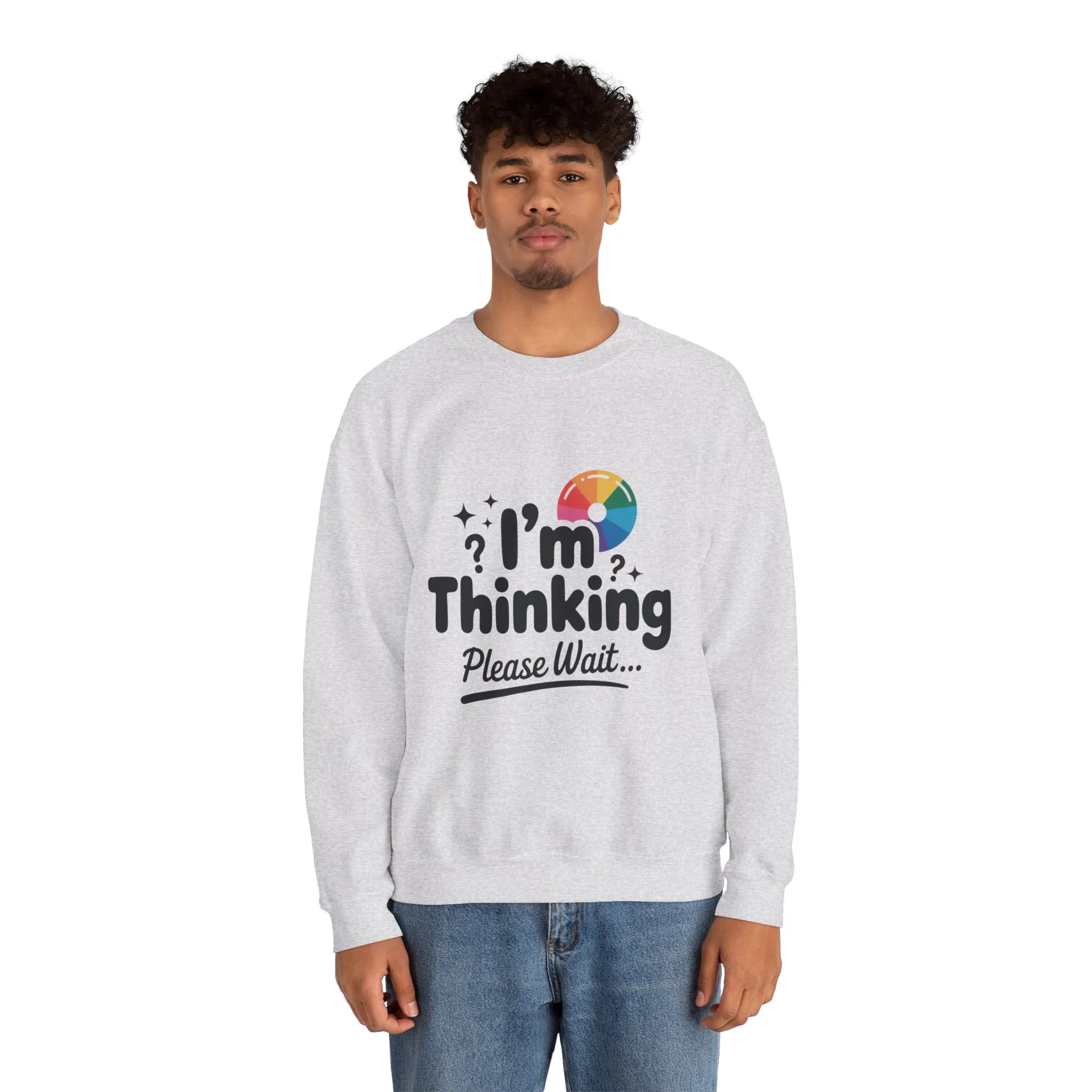 Funny - Im Thinking Please Wait - Mens Sweatshirt, Cute Geeky Gift for Introverts, Programmers, Designers, Humor Crewneck, Gift for Adults - Image 4