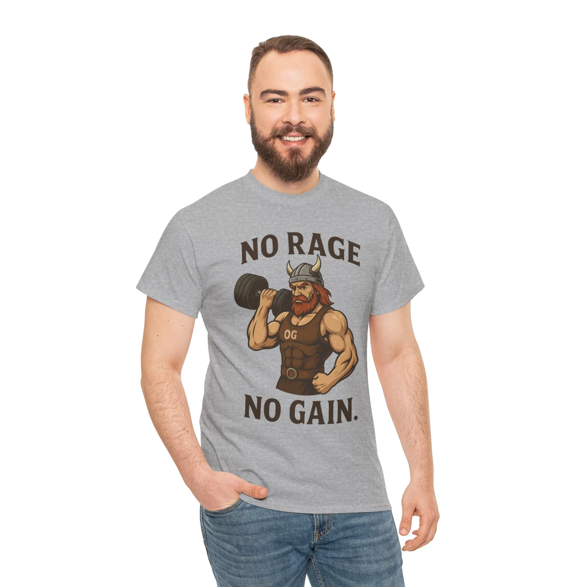 No Rage No Gain Viking Gym Shirt, Funny Muscle Workout Tee, Barbarian Fitness T-Shirt for Men, Powerlifting Humor Shirt, Viking Lifting Gift - Image 8