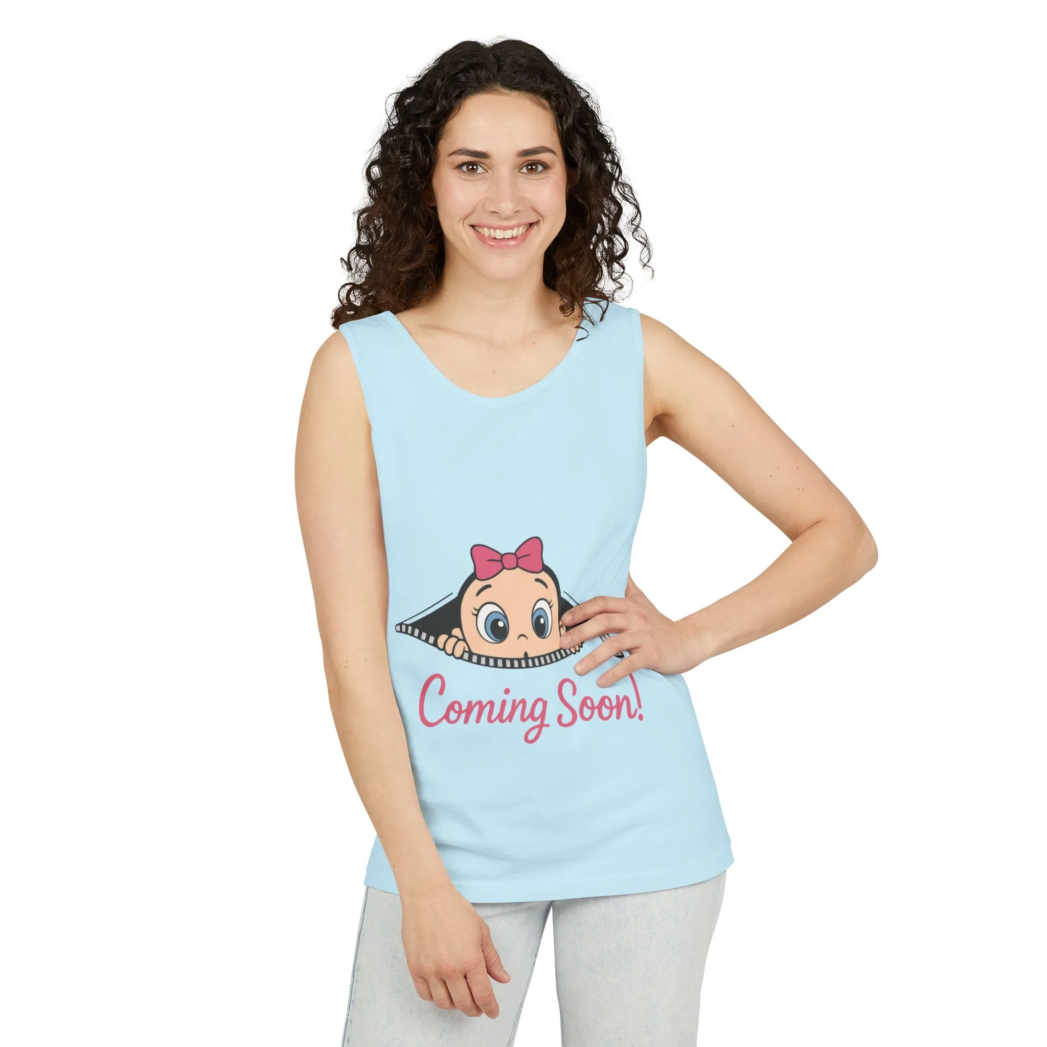 Coming Soon Maternity Tank Top, Cute Baby Girl Pregnancy Announcement Shirt, Expecting Mom Gift, Gender Reveal Tank, Baby Shower Gift - Image 24