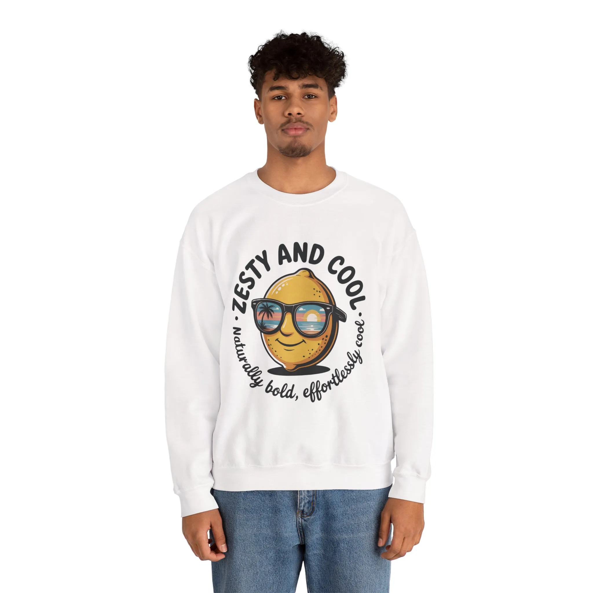 Zesty Lemon Mens Crewneck Sweatshirt - Fun Gift for Friends, Cool Casual Style, Summer Vibes, Mens Graphic Apparel, Perfect for Relaxing - Image 5