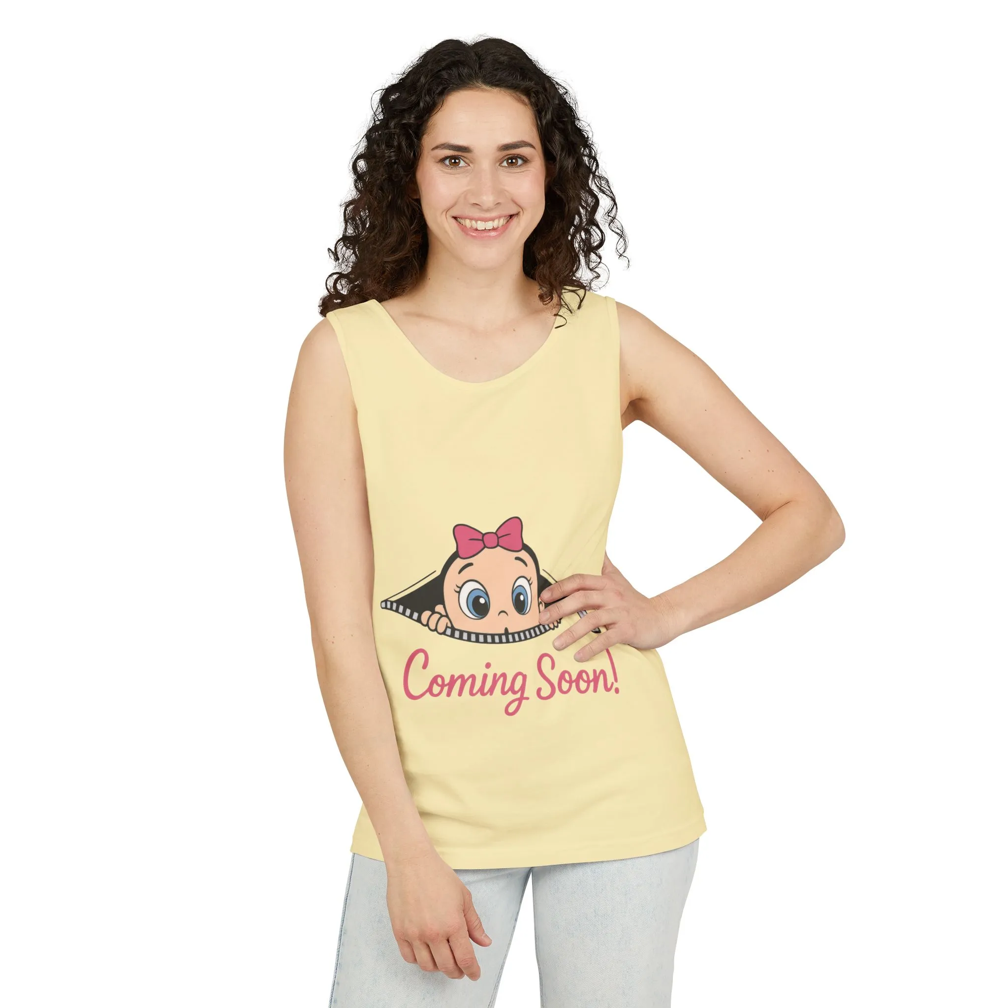 Coming Soon Maternity Tank Top, Cute Baby Girl Pregnancy Announcement Shirt, Expecting Mom Gift, Gender Reveal Tank, Baby Shower Gift - Image 20