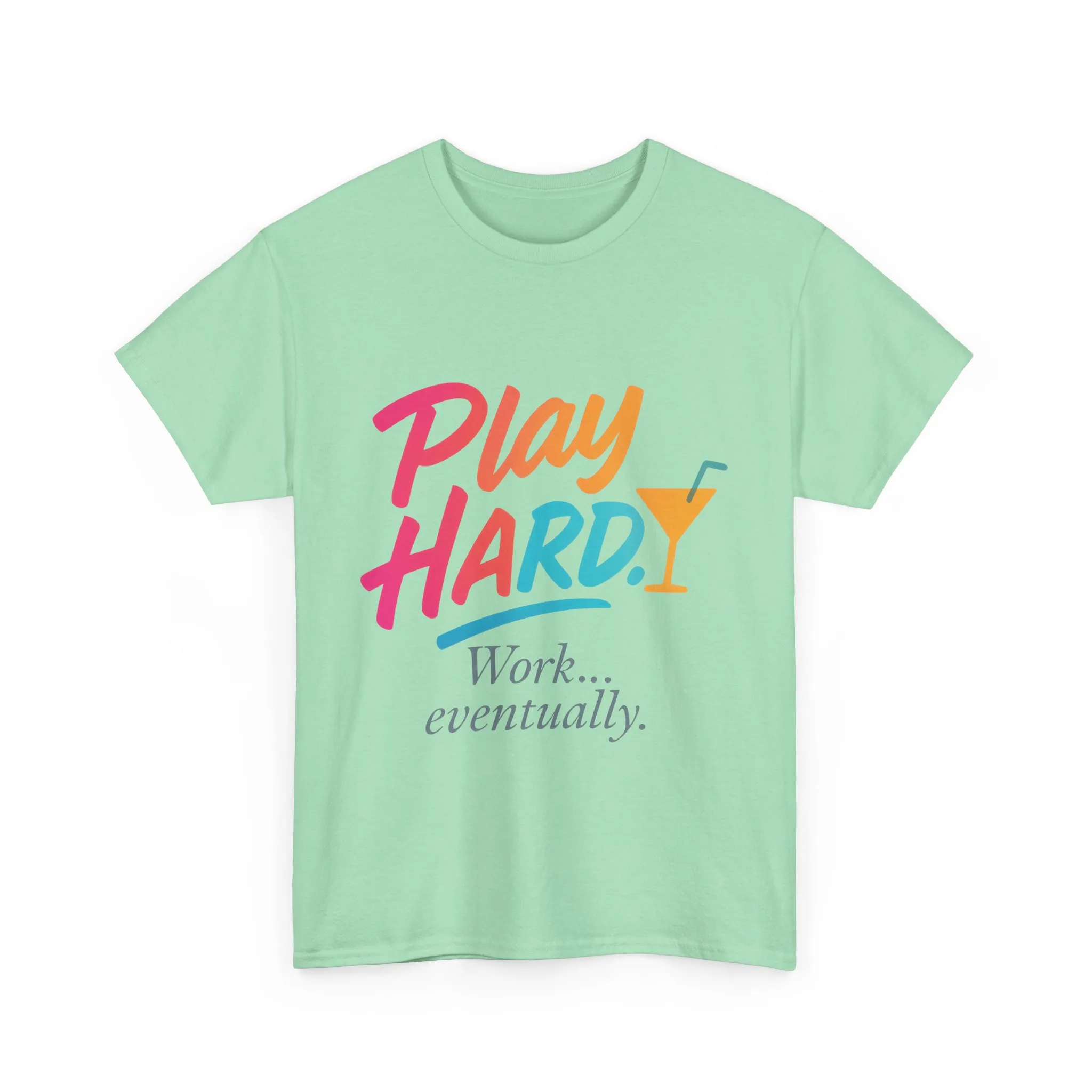 Play Hard Work Eventually T-Shirt, Funny Cocktail Graphic Tee, Pink Womens Party Shirt, Relaxed Vacation Top - Image 13