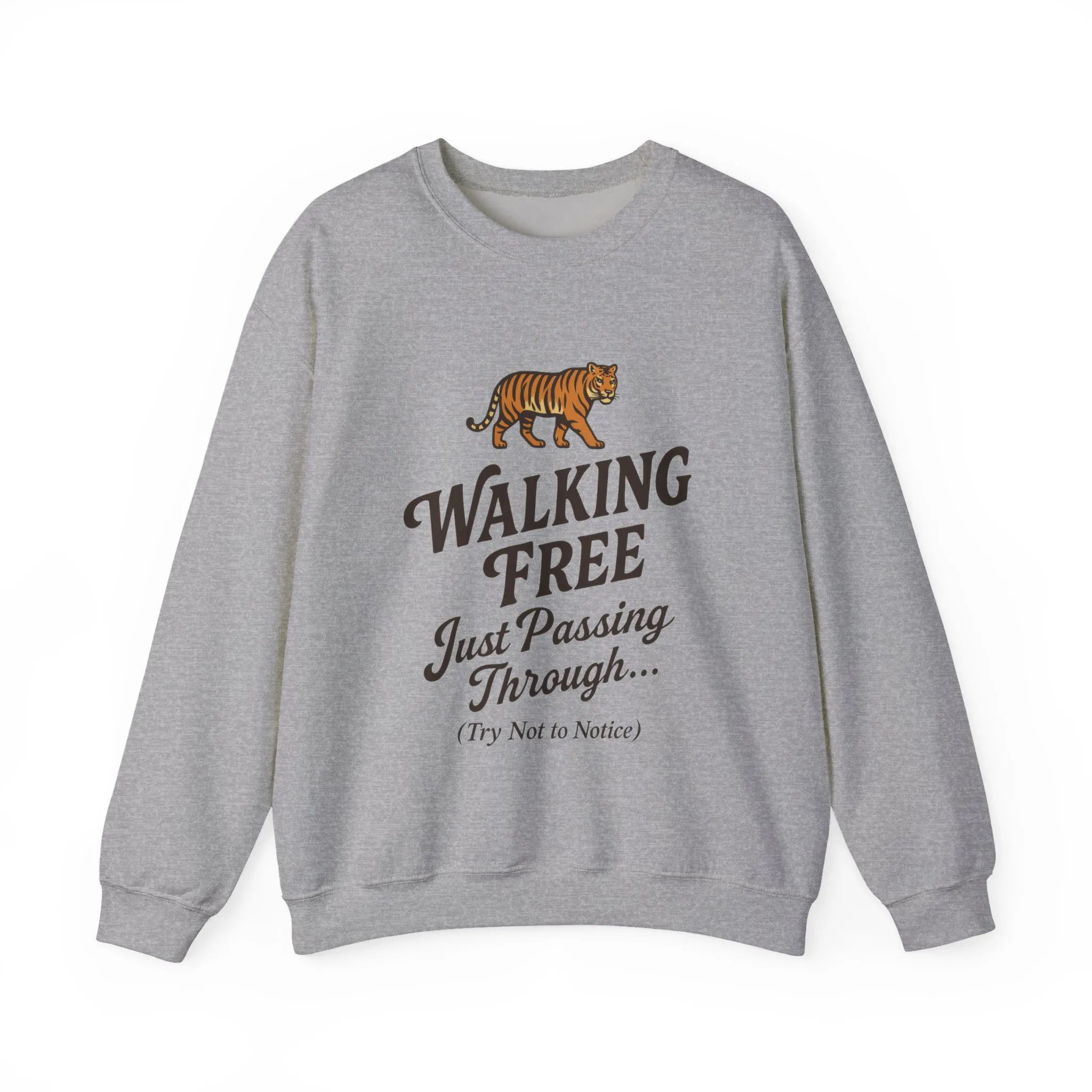 Funny Tiger Mens Crewneck Sweatshirt - Walking Free Cozy Wild Animal Pullover - Motivational Sweatshirt, Inspirational Apparel - Image 7
