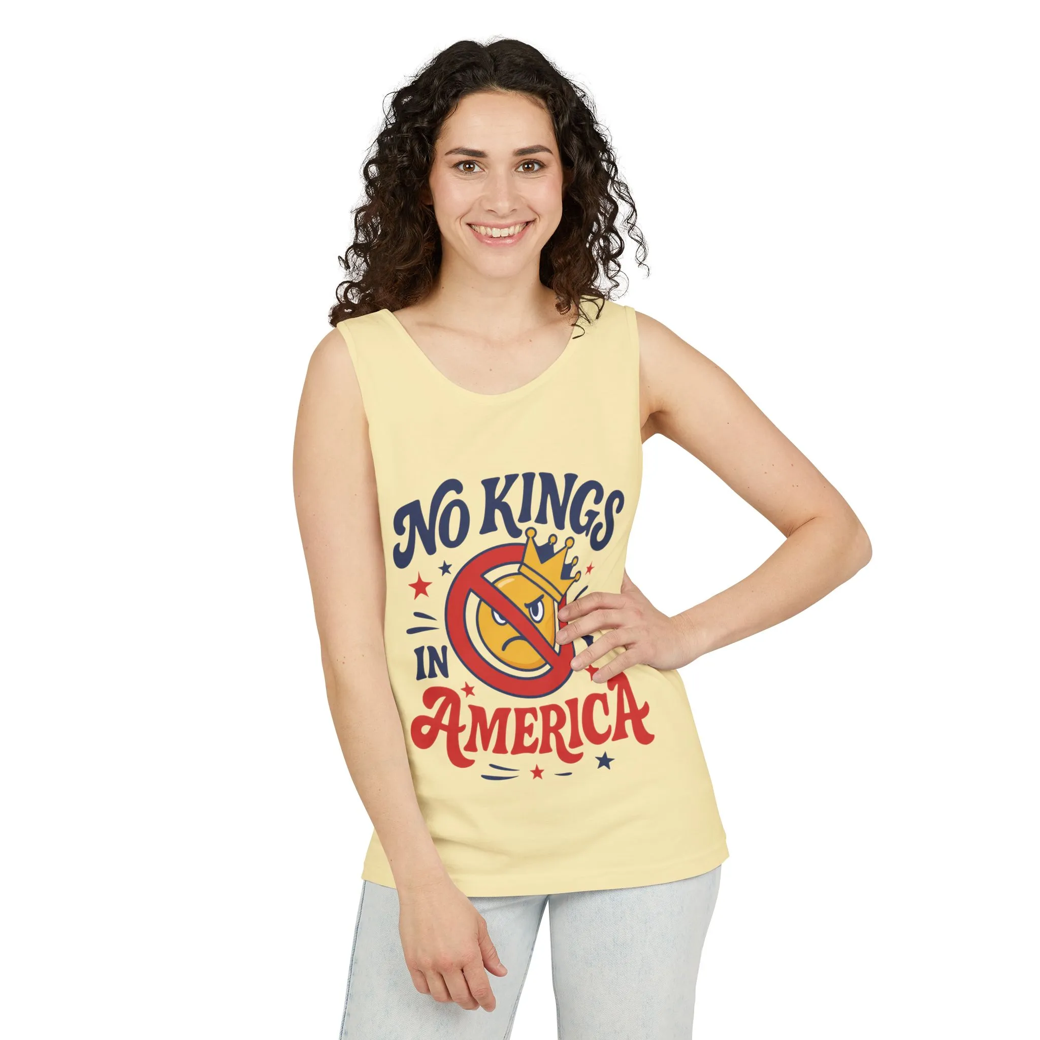 No Kings in America Tank Top - Funny Patriotic Anti Monarchy Sleeveless Shirt - USA Freedom Top, Unisex Summer Apparel, USA Independence Day - Image 8