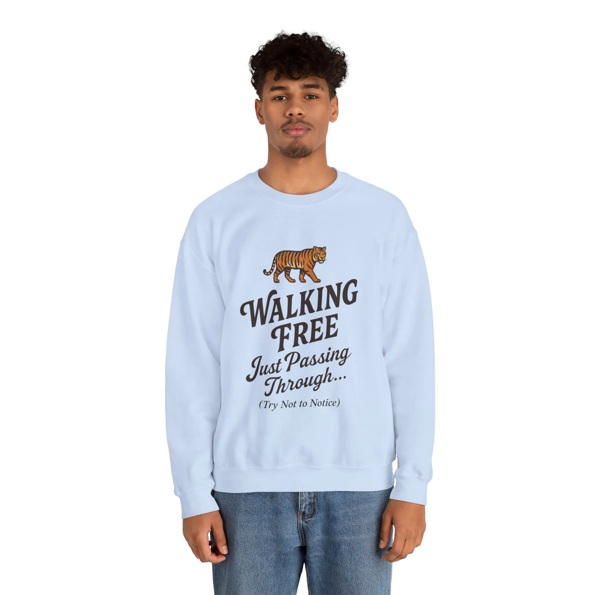 Funny Tiger Mens Crewneck Sweatshirt - Walking Free Cozy Wild Animal Pullover - Motivational Sweatshirt, Inspirational Apparel - Image 18