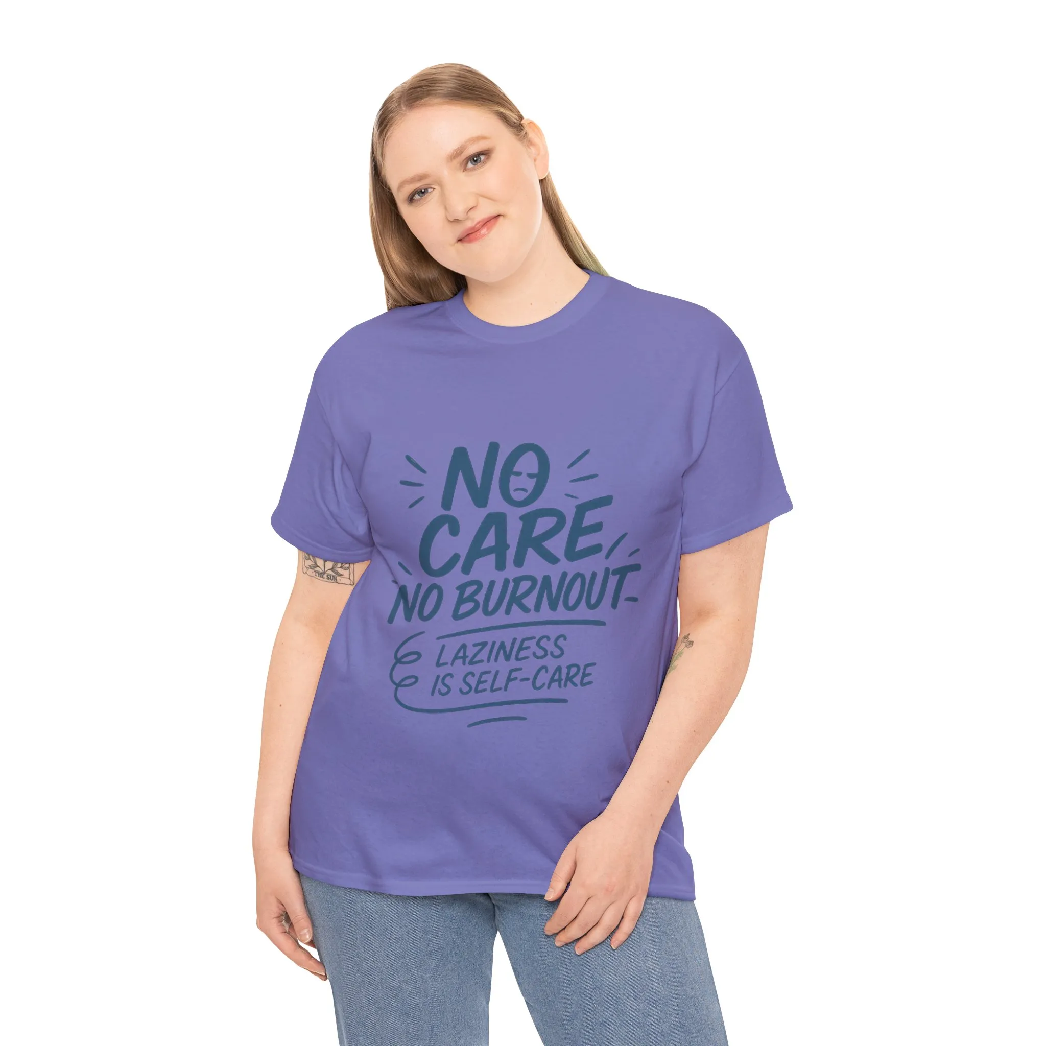 Funny Lazy Self-Care Womens T-Shirt, No Care No Burnout Quote Shirt, Casual Relaxed Fit Tee, Gift for Mental Health Awareness, Gift for Her - Image 24