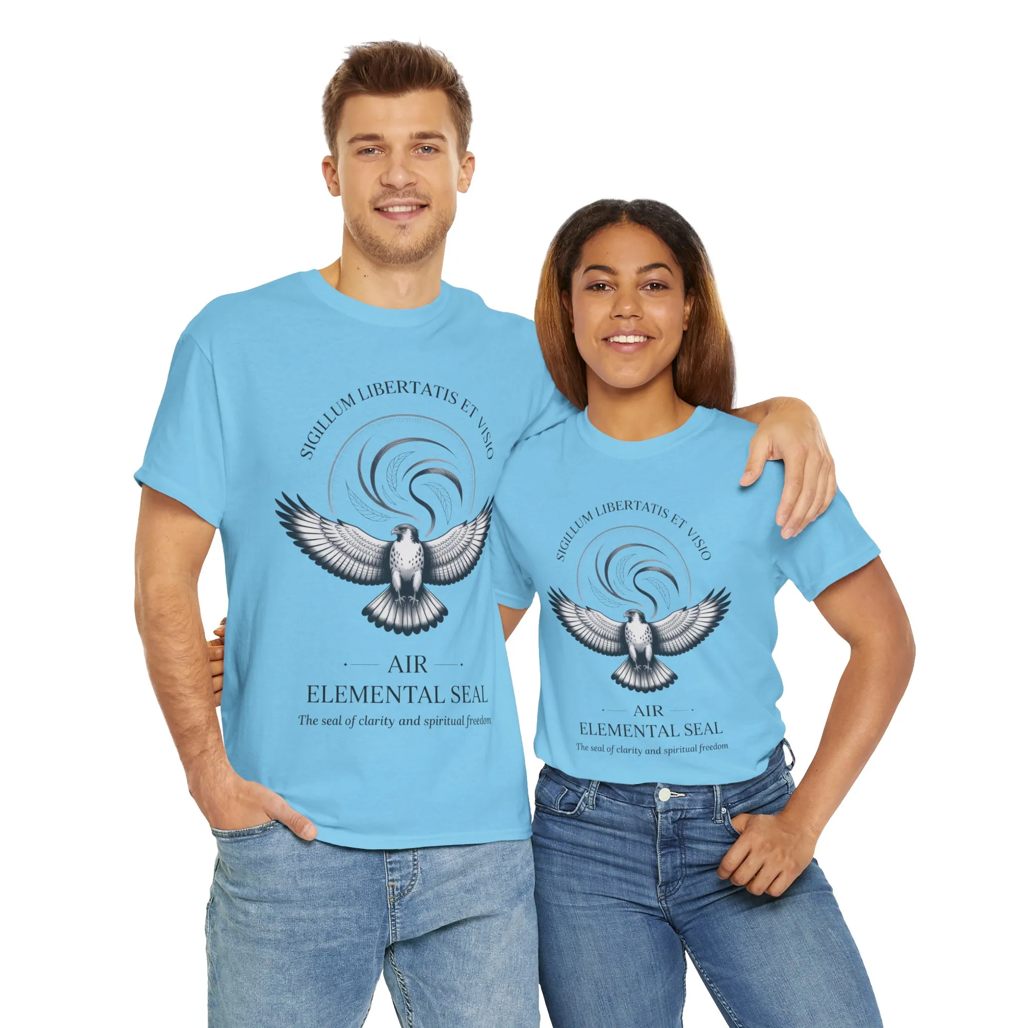 Air Elemental Seal Unisex Cotton Tee, Clarity & Spiritual Freedom Symbol Tee, Unisex Elemental Shirt, Vision Totem Gift, Spiritual Gift - Image 26