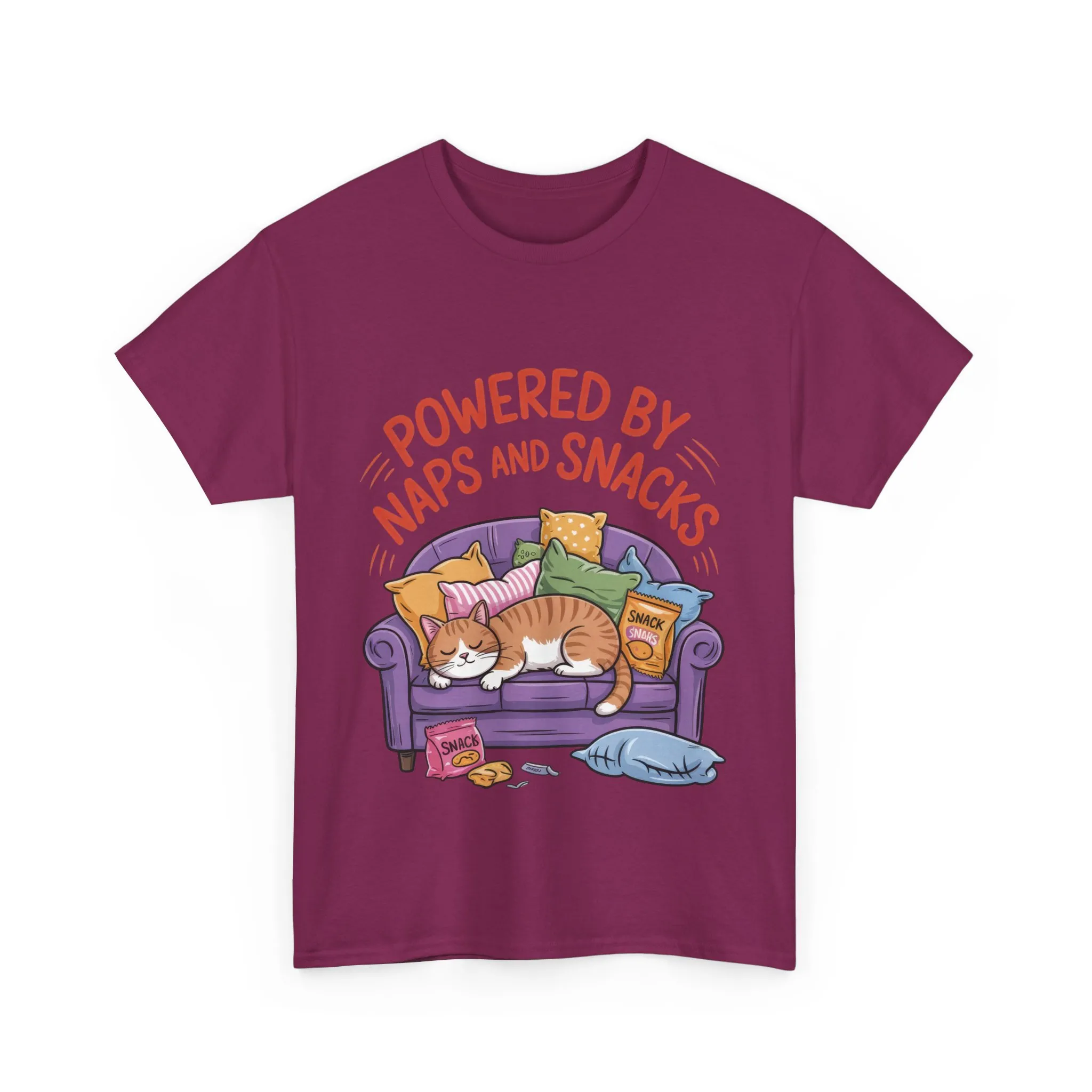 Powered by Naps and Snacks Cat T-Shirt, Funny Lazy Cat Lover Womens Tee, Cute Humor Shirt, Cozy Gift for Her, Cozy Cat Lover T-Shirt - Image 28