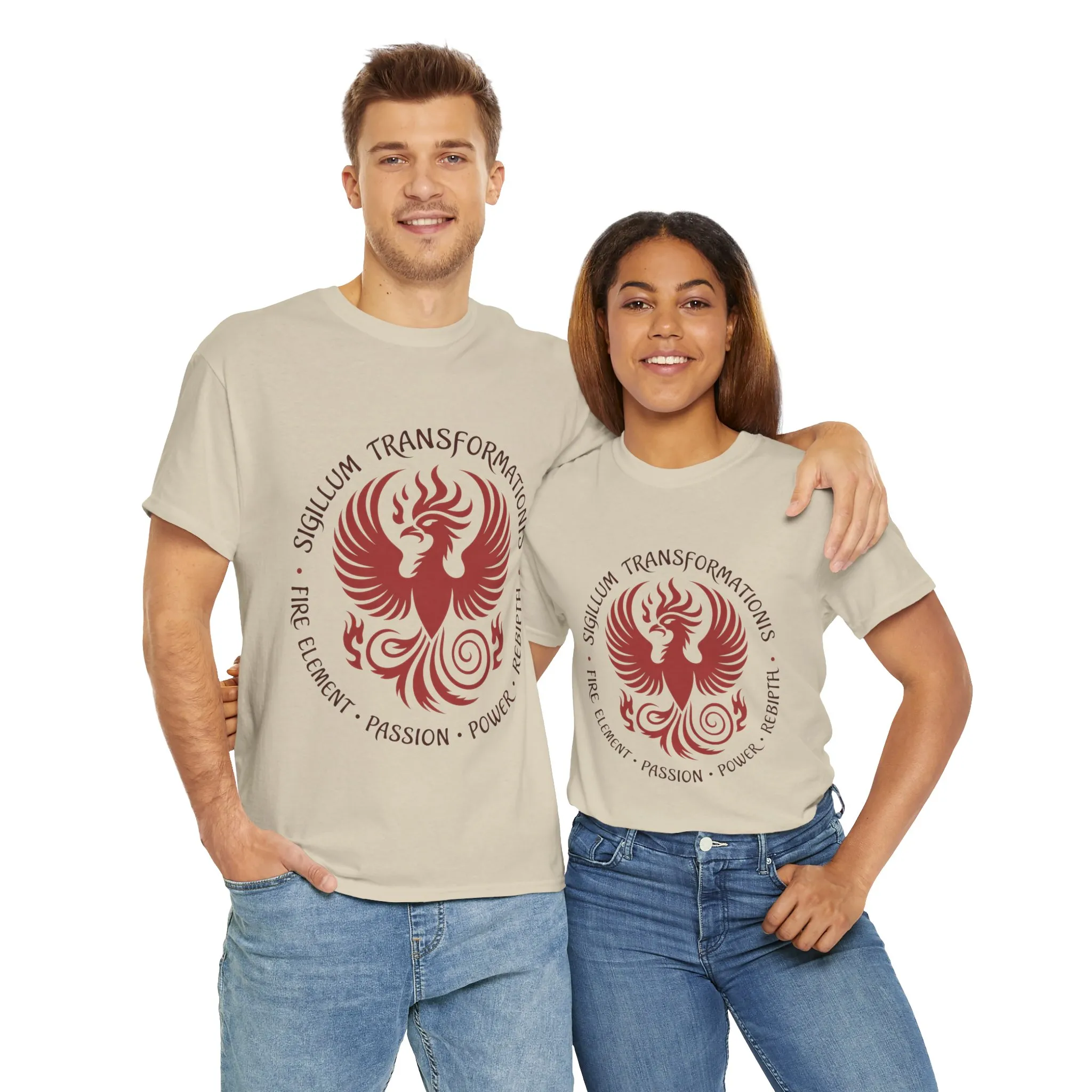 Phoenix Fire Element T-Shirt, Sigillum Transformationis Seal, Passion Power Rebirth Totem, Phoenix Symbol Unisex Tee, Spiritual Tee - Image 6