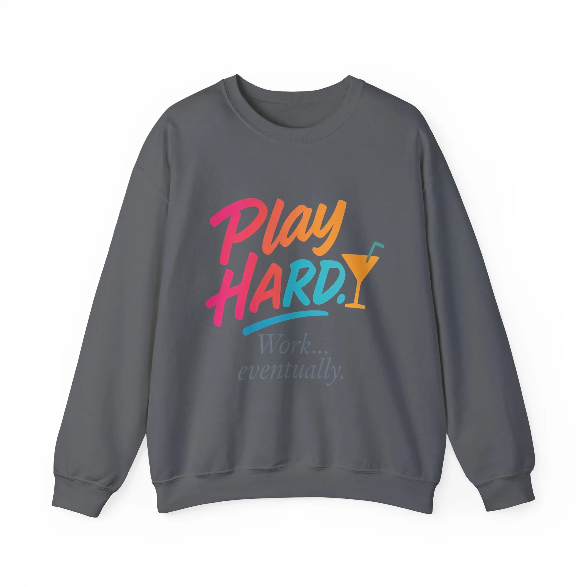Play Hard Work Eventually Sweatshirt, Funny Cocktail Graphic Tee, Womens Party Sweatshirt, Relaxed Vacation Top, Cozy Style - Image 10