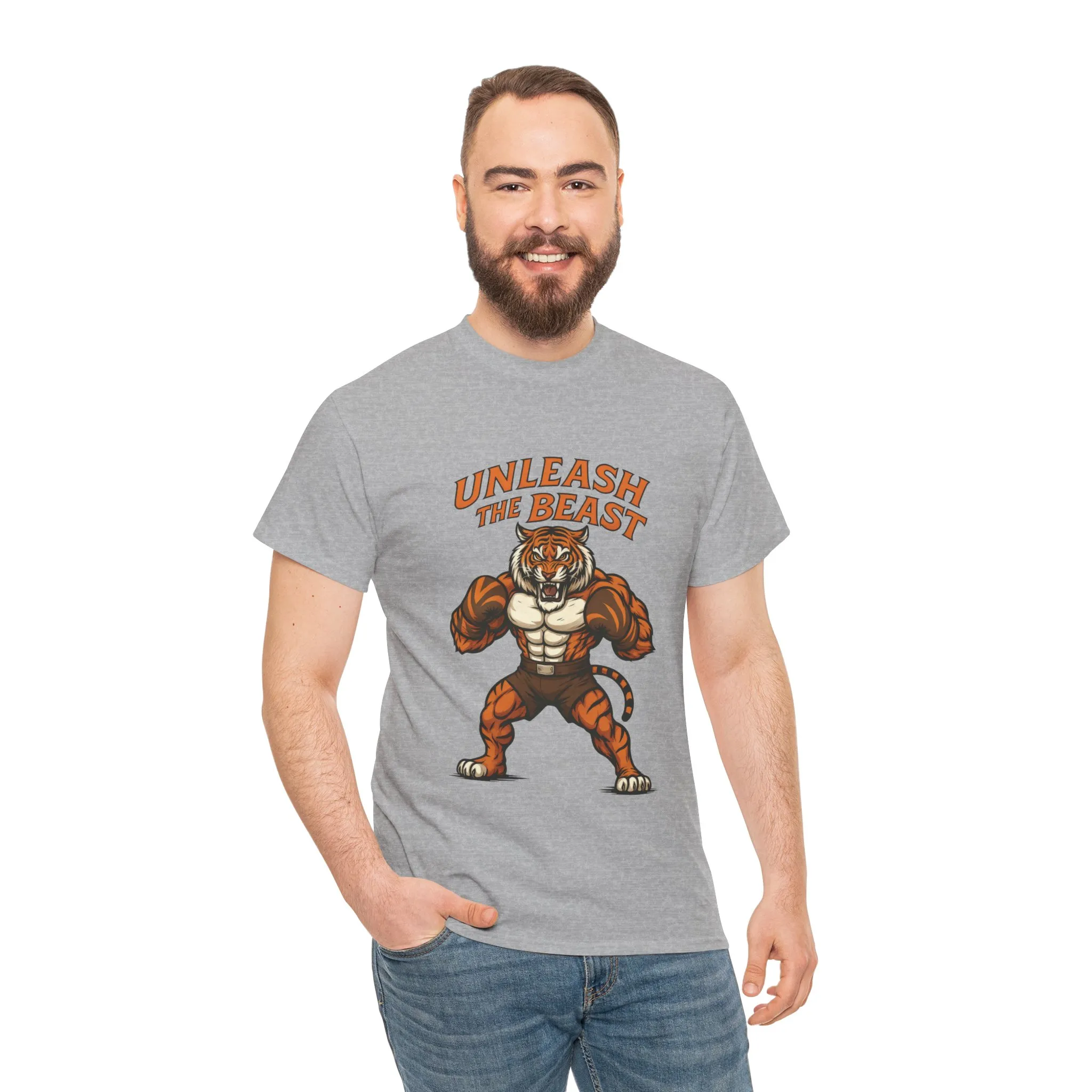Unleash The Beast Tiger Gym Shirt, Mens Workout T-Shirt, Bodybuilding Motivation Tee, Fitness Muscle Tiger Graphic, Strong Beast Gym Top - Image 5