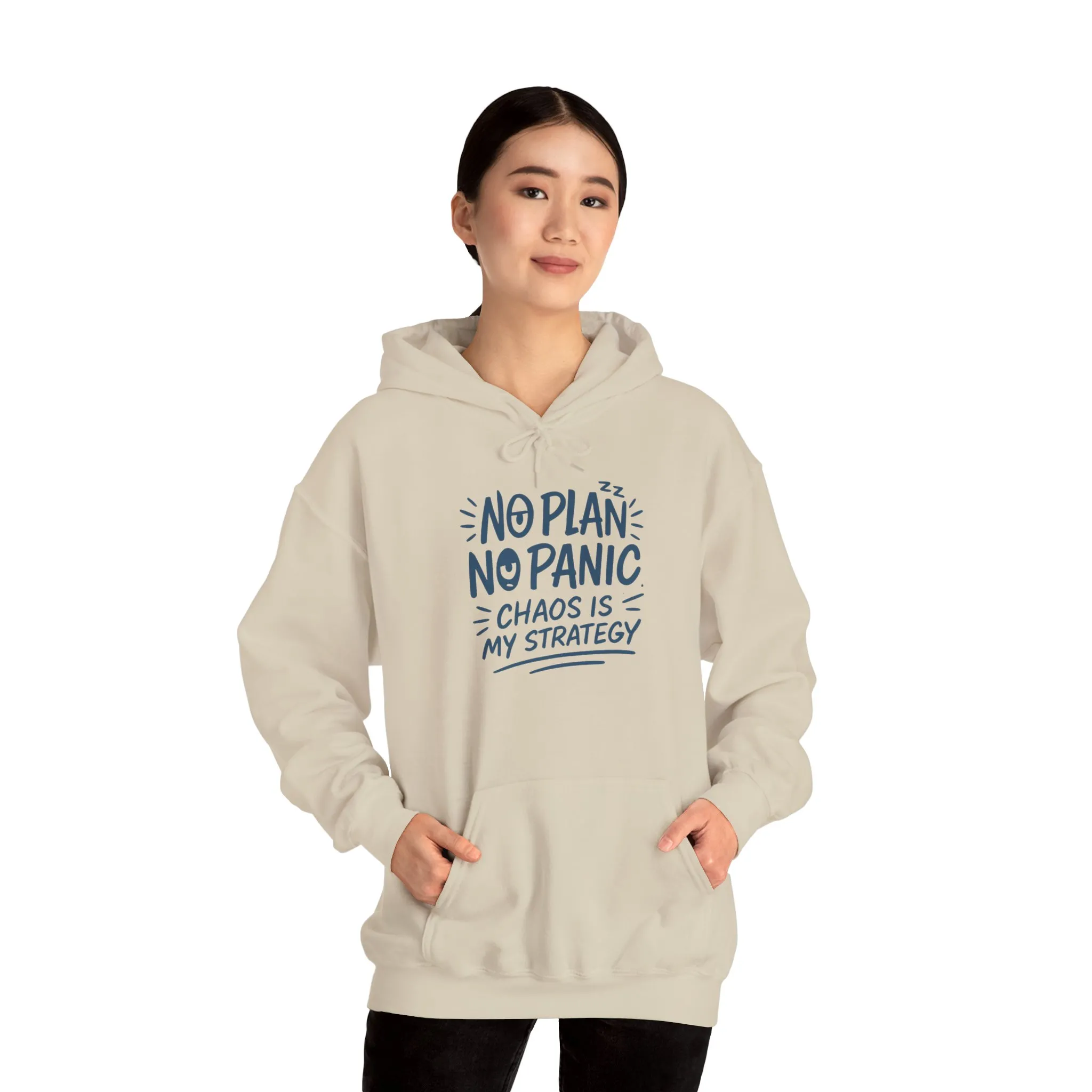 Chaos Is My Strategy Hooded Sweatshirt, Women's Pullover for Stress Relief, No Plan No Panic, Cute Winter Layering for Women, Humorous Gift - Image 43