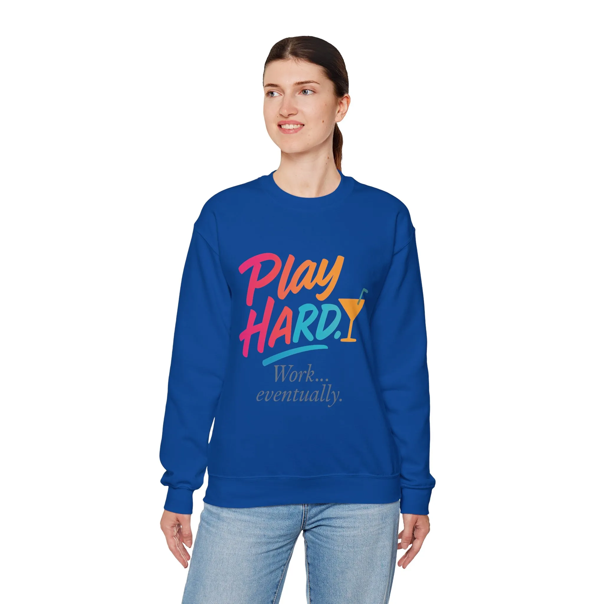 Play Hard Work Eventually Sweatshirt, Funny Cocktail Graphic Tee, Womens Party Sweatshirt, Relaxed Vacation Top, Cozy Style - Image 15