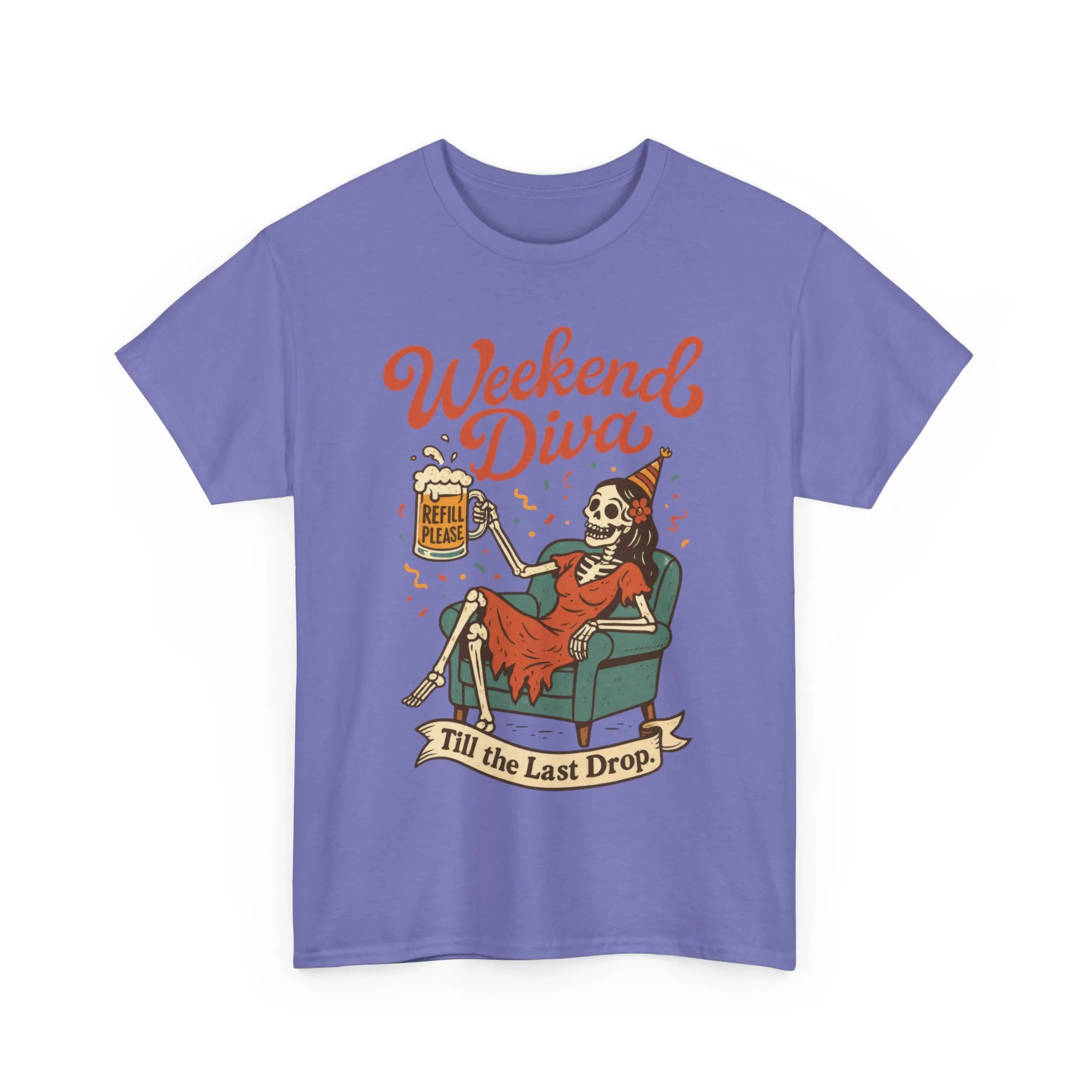 Weekend Diva Funny T-Shirt for Women, Skeleton Party Shirt, Till the Last Drop Tee, Funny Gift for Halloween, Weekend Vibes, Tee for Parties - Image 22