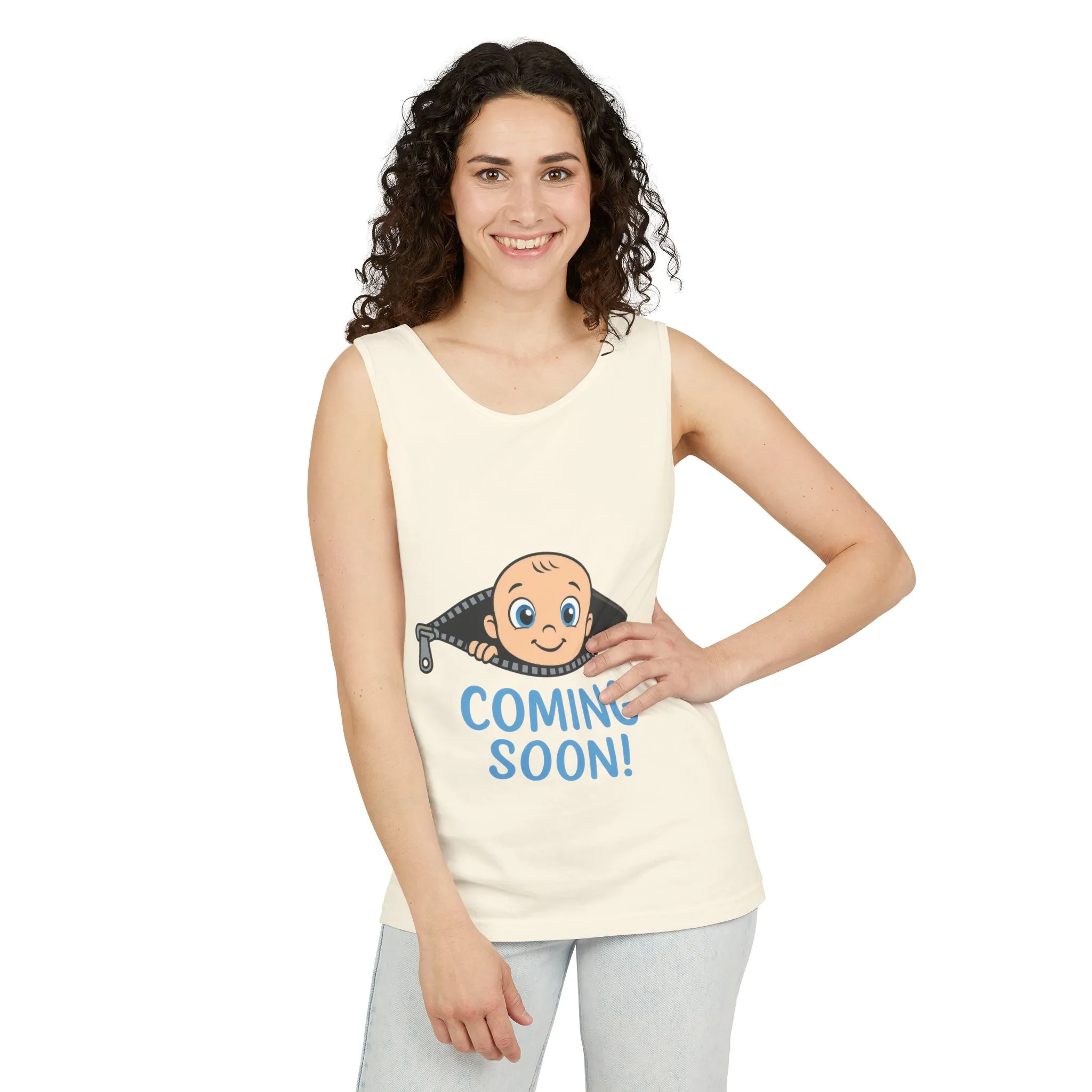 Coming Soon Maternity Tank Top, Cute Baby Boy Pregnancy Announcement Tee, Funny Expecting Mom Gift, Gender Reveal Tee, Baby Shower Top - Image 4