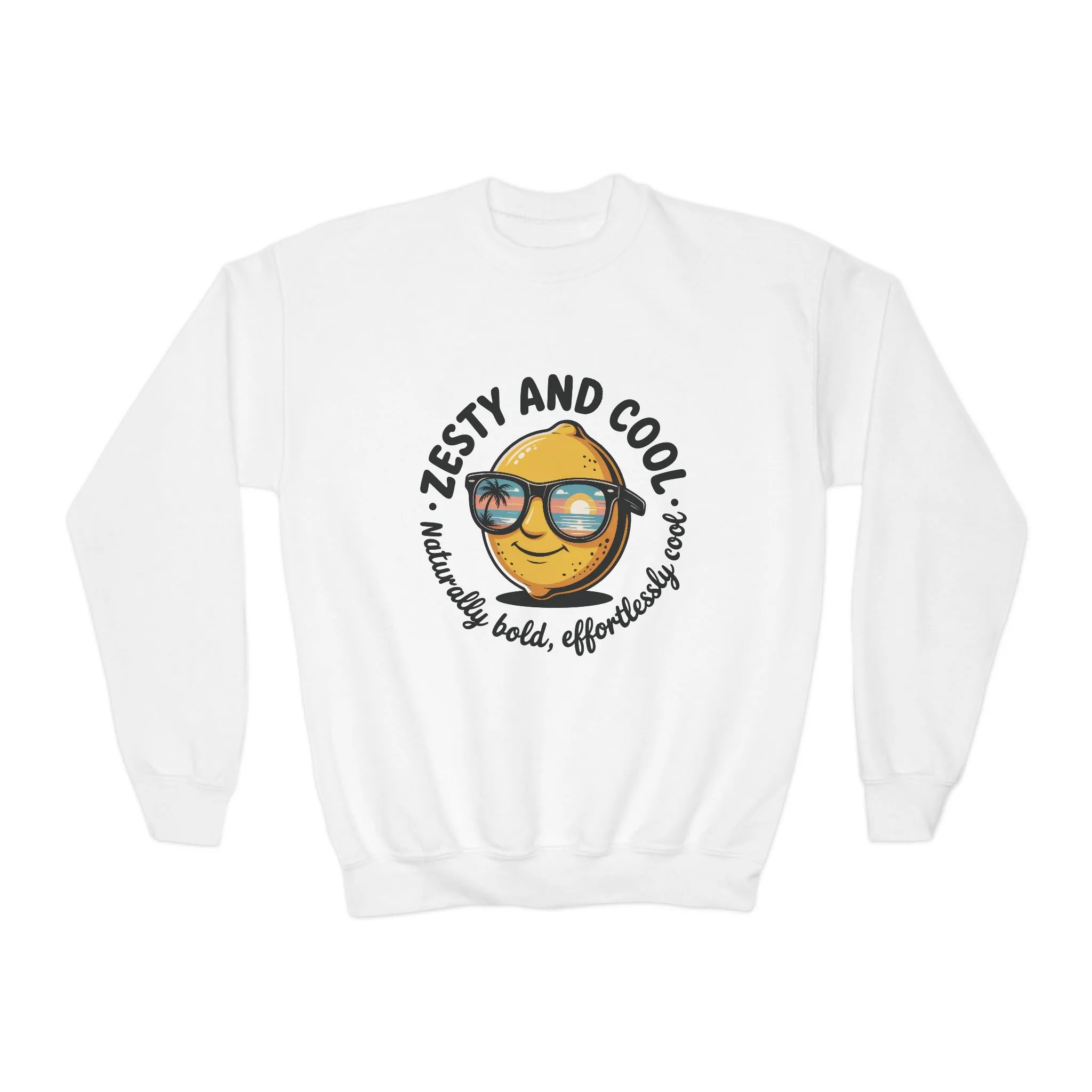 Zesty and Cool Youth Crewneck Sweatshirt, Casual Kidswear, Trendy Youth Fashion, Gift for Birthdays, Fun Daily Wear, Summer Vibes - Image 4