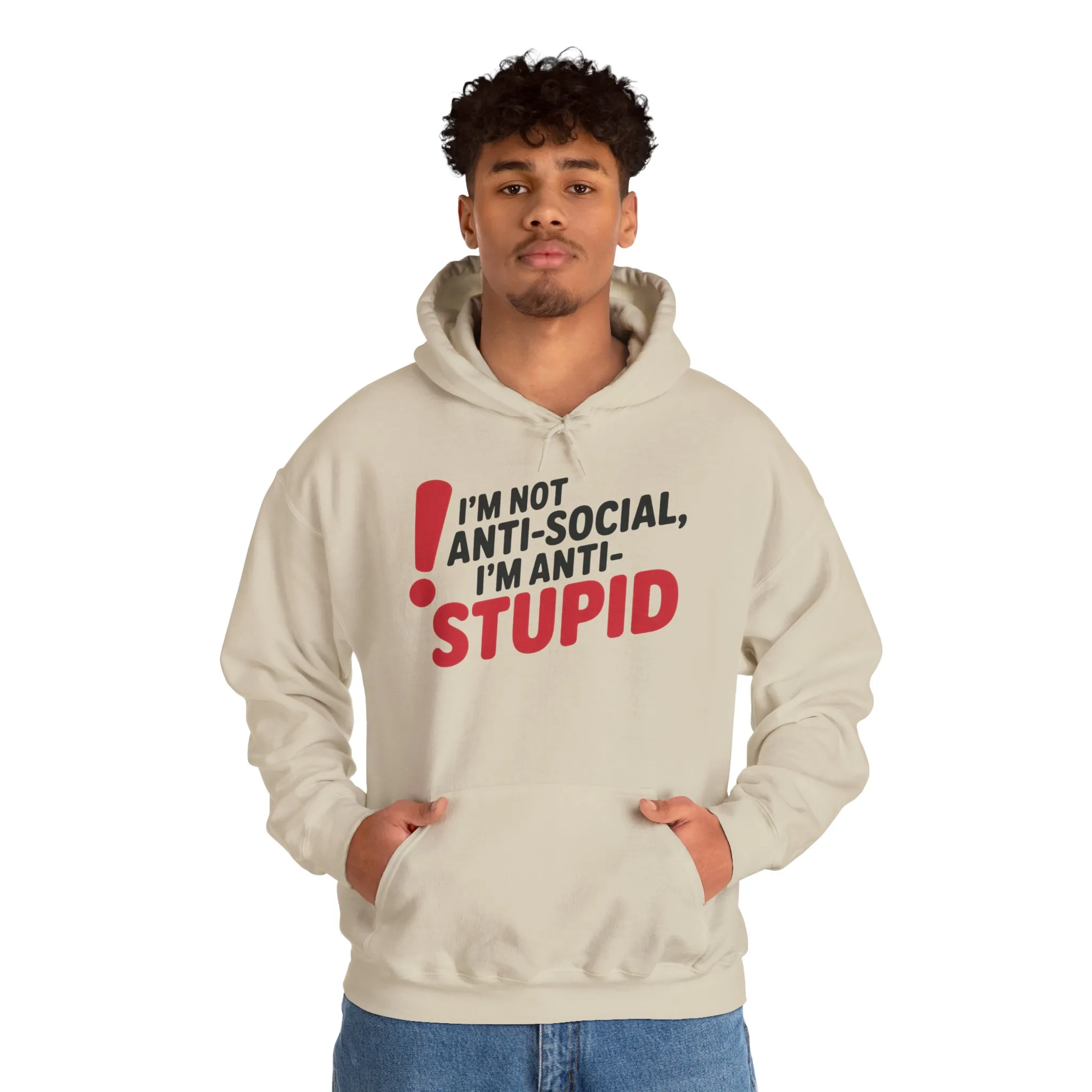 Anti-Stupid Hoodie, Funny Unisex Hoodie, Snarky Anti-Social Unisex Sweatshirt, Gift for Friends, Perfect for Everyday Wear, Humorous Apparel - Image 6