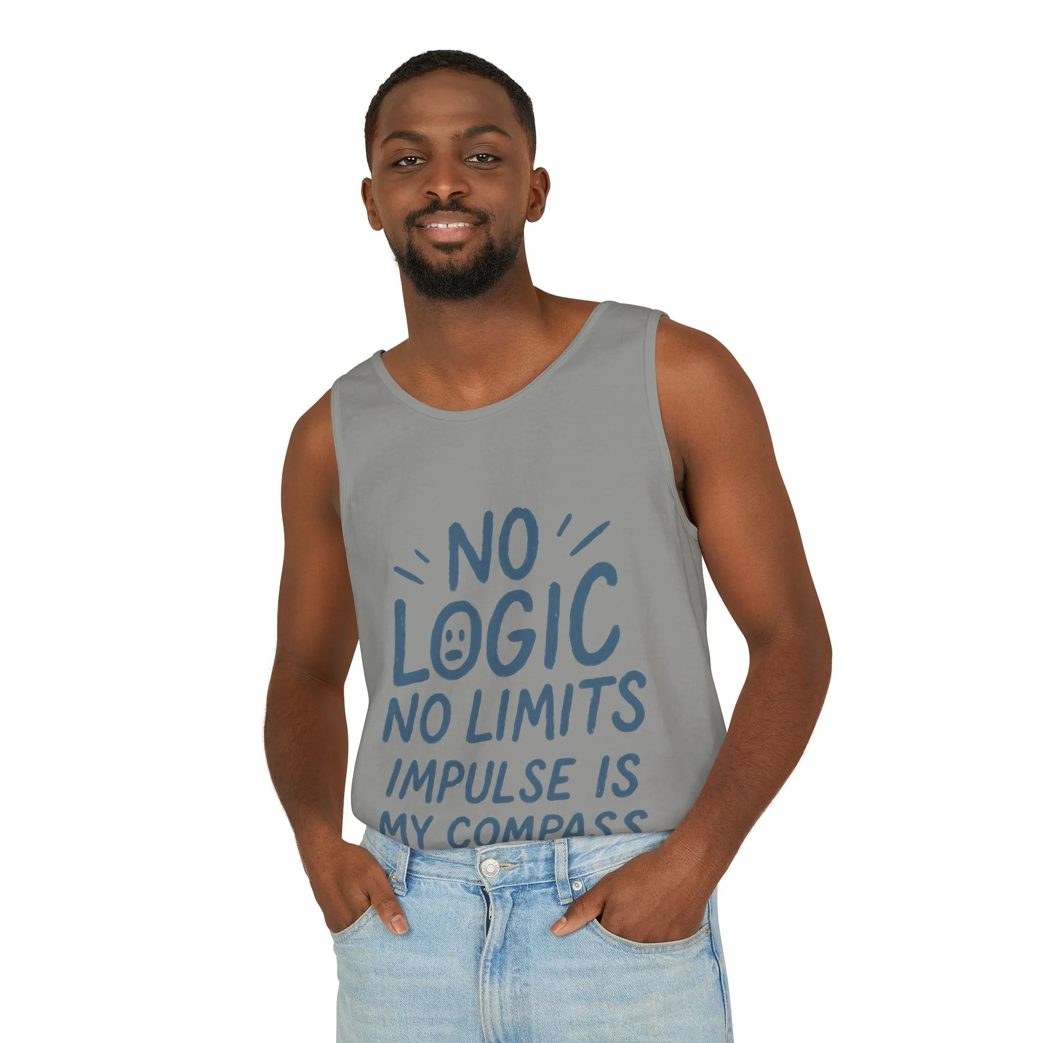 Funny Mens Tank Top, No Limits Impulse Quote, Relaxed Fit Tee, Casual Wear for Creatives, Gift for Artists Impulsive Style Shirt - Image 27
