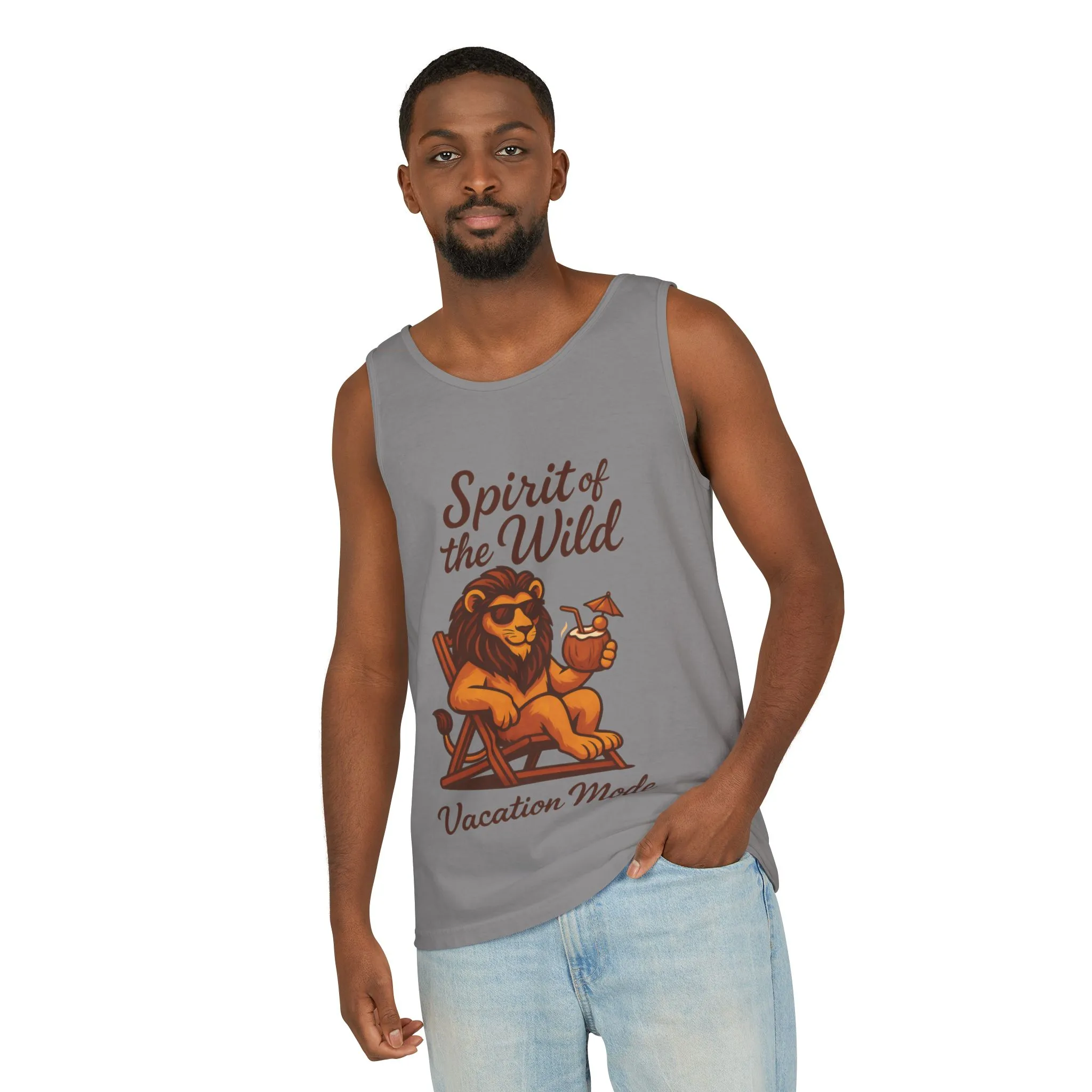 Spirit of the Wild Lion Tank Top - Vacation Mode Funny Summer Sleeveless Shirt for Men, Summer Wear, Graphic Tees, Beach Outfit - Image 6