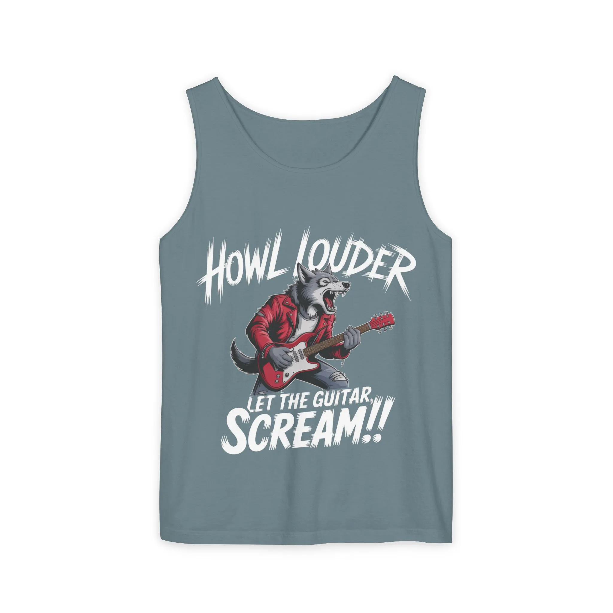 Howl Louder Wolf Tank Top, Mens Muscle Shirt, Rock Guitarist Graphic Sleeveless Tee, Wolf Workout Gym Tank, Music Lover Gift - Image 13