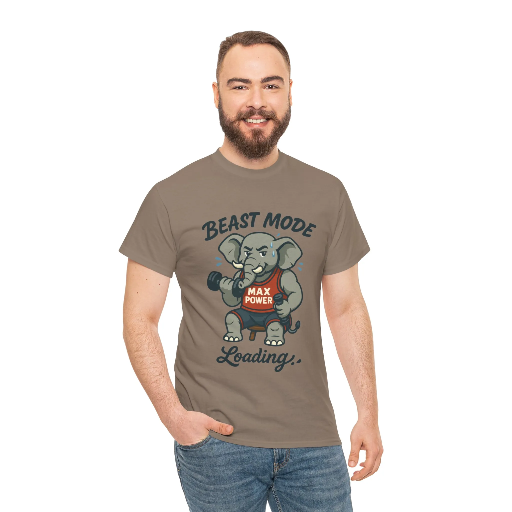 Beast Mode Elephant Gym Shirt, Funny Workout T-Shirt For Men, Max Power Fitness Tee, Beast Mode Loading Graphic, Gym Motivation Gift - Image 11