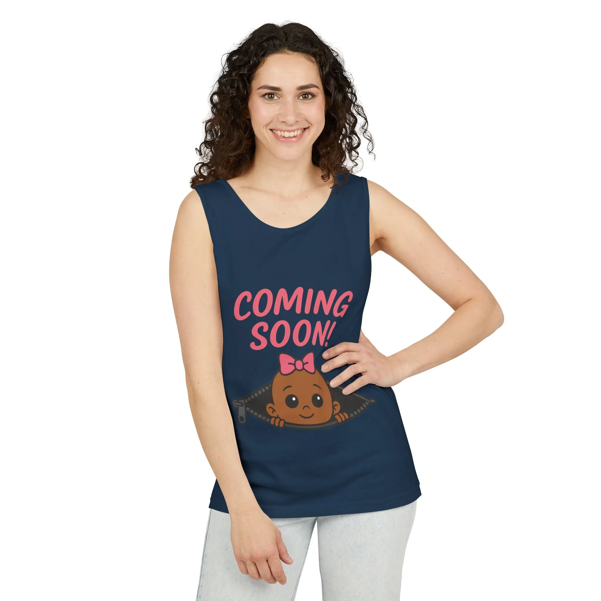 Coming Soon Maternity Tank Top, Cute Baby Girl Pregnancy Announcement Shirt, Expecting Mom Gift, Gender Reveal Tank, Baby Shower Gift - Image 28