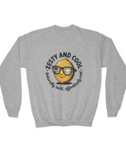 Zesty and Cool Youth Crewneck Sweatshirt, Casual Kidswear, Trendy Youth Fashion, Gift for Birthdays, Fun Daily Wear, Summer Vibes