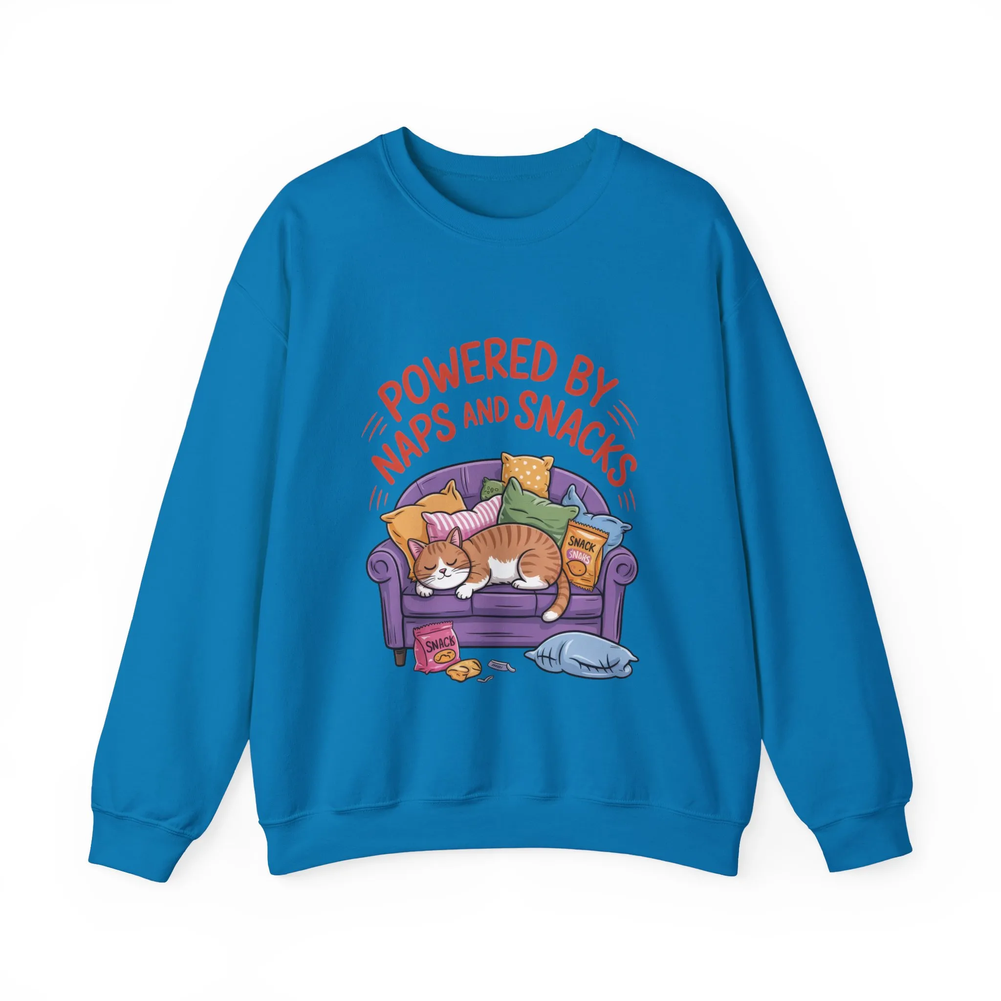 Powered by Naps and Snacks Sweatshirt, Cozy Lounge Crewneck, Gifts for Cat Lovers, Funny Cat Sweatshirt, Casual Everyday Wear - Image 16